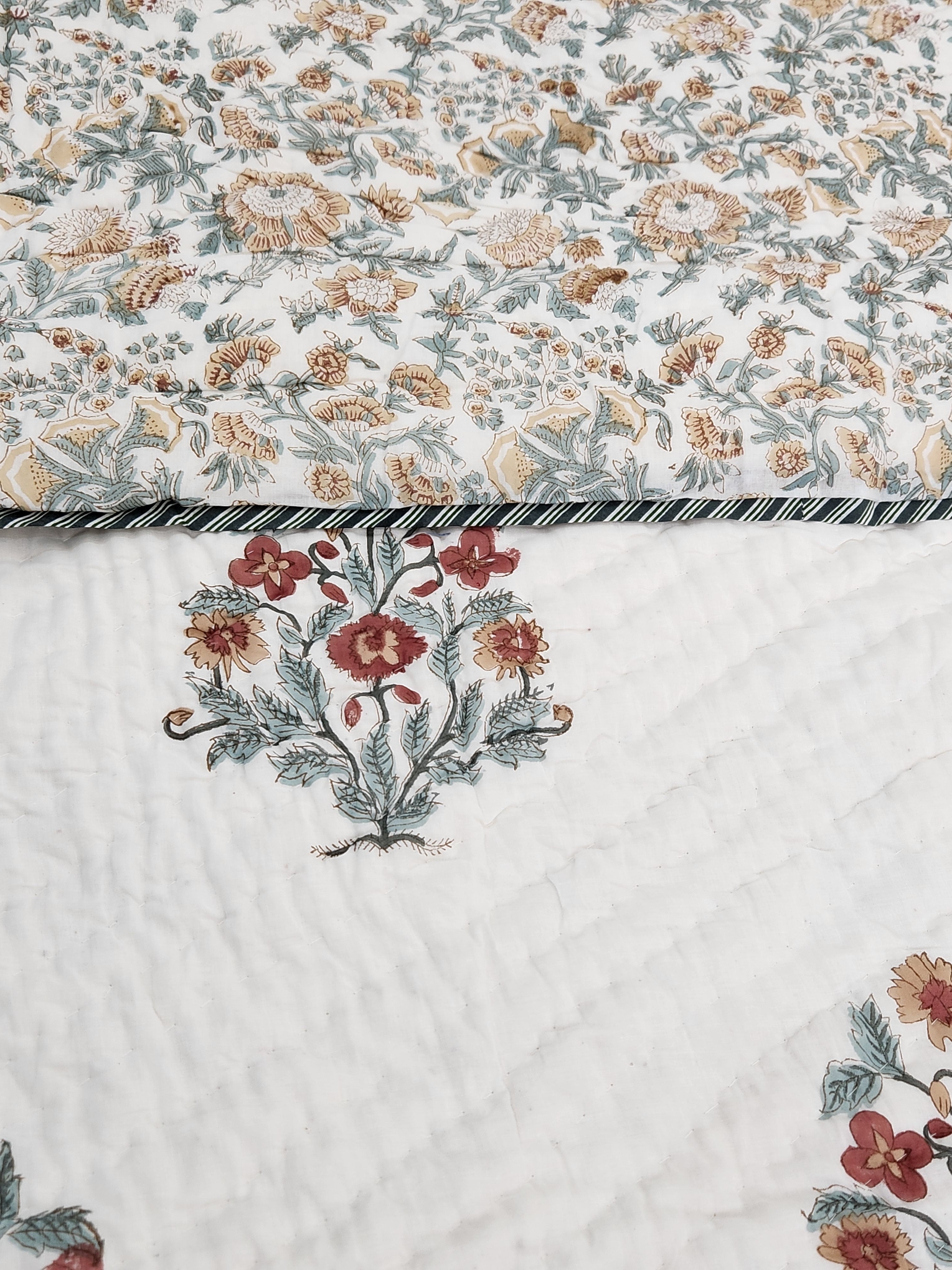 HANDBLOCKED DOUBLE BED QUILT