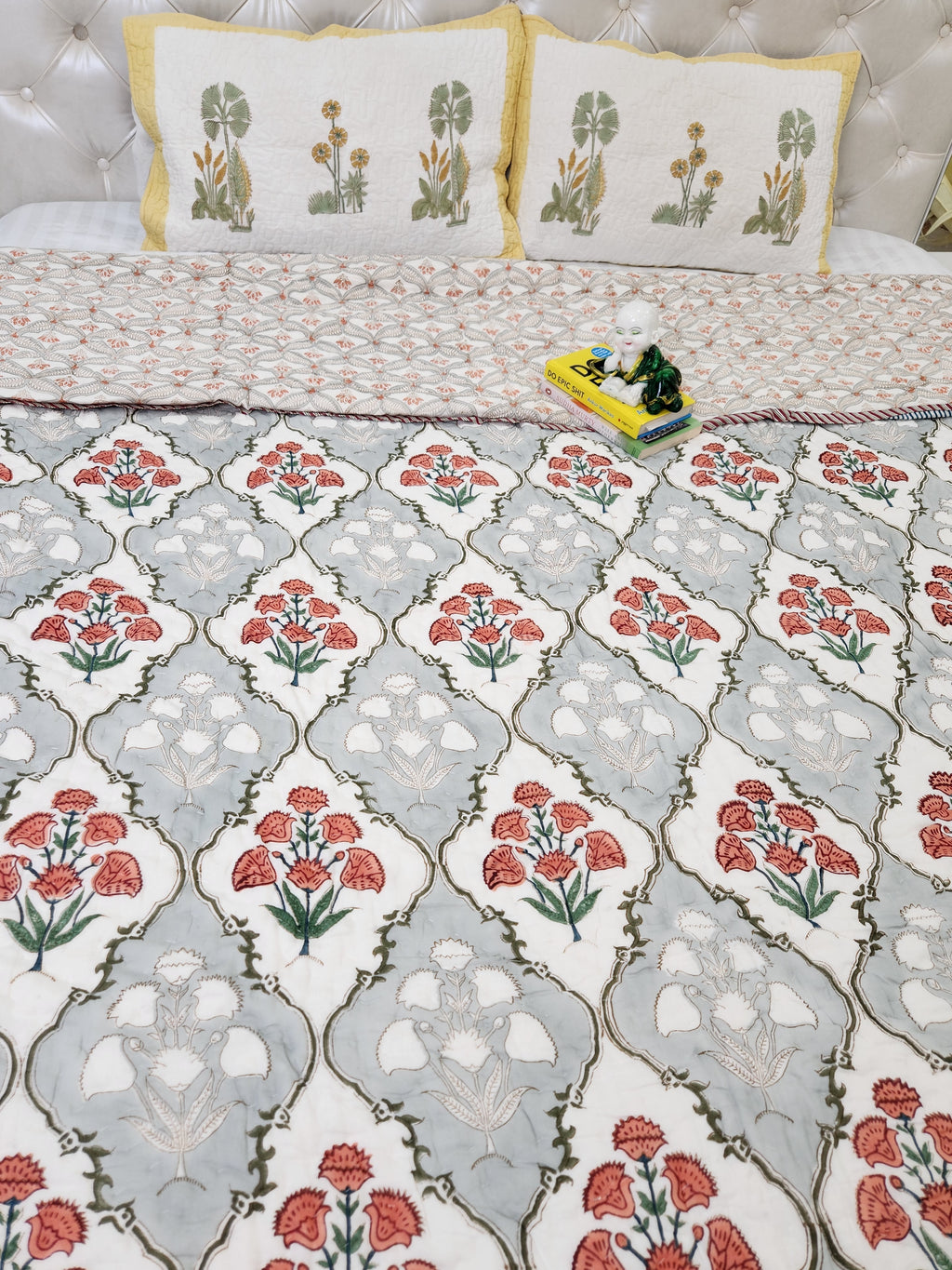 HANDBLOCKED DOUBLE BED QUILT