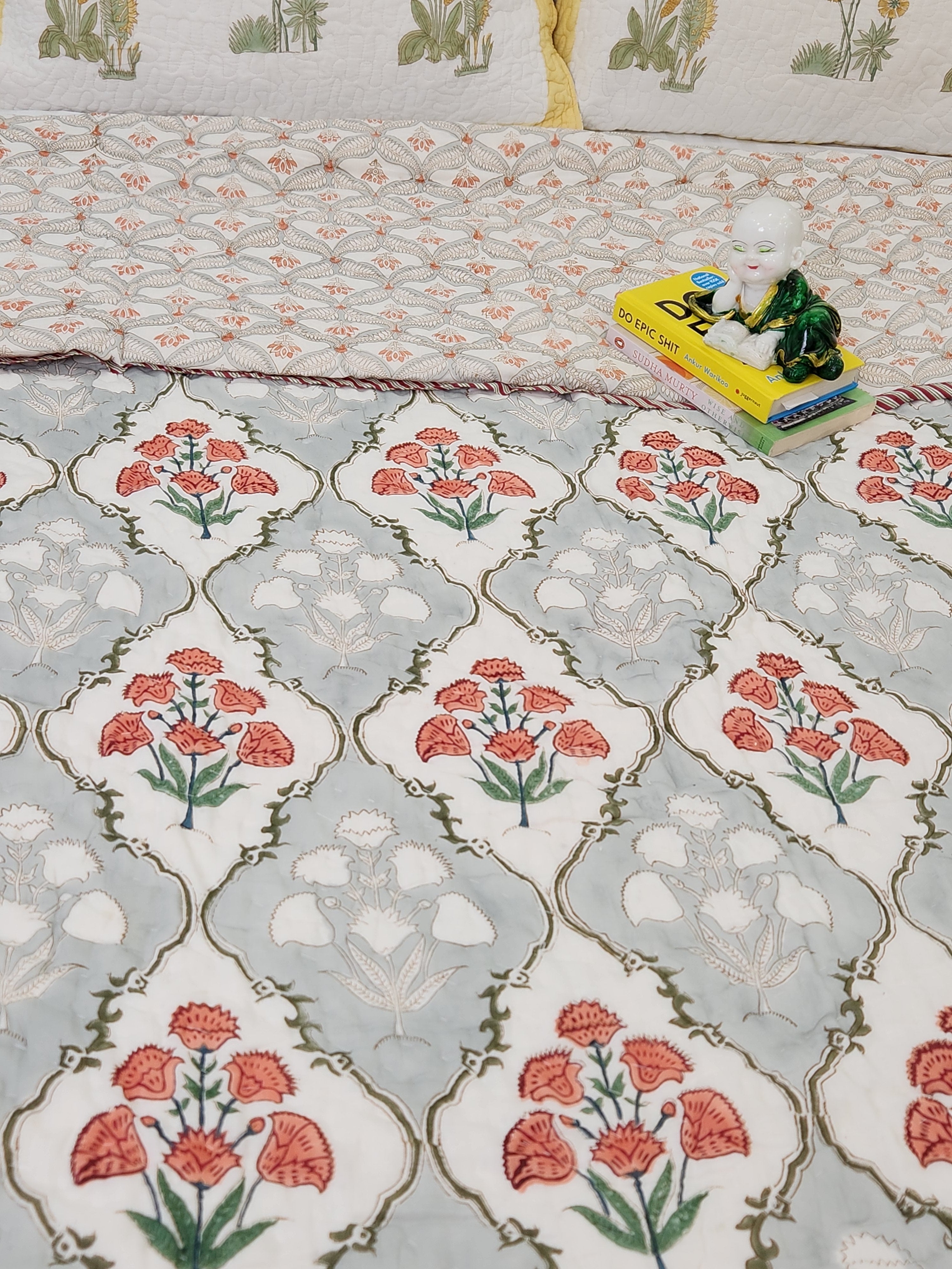 HANDBLOCKED DOUBLE BED QUILT