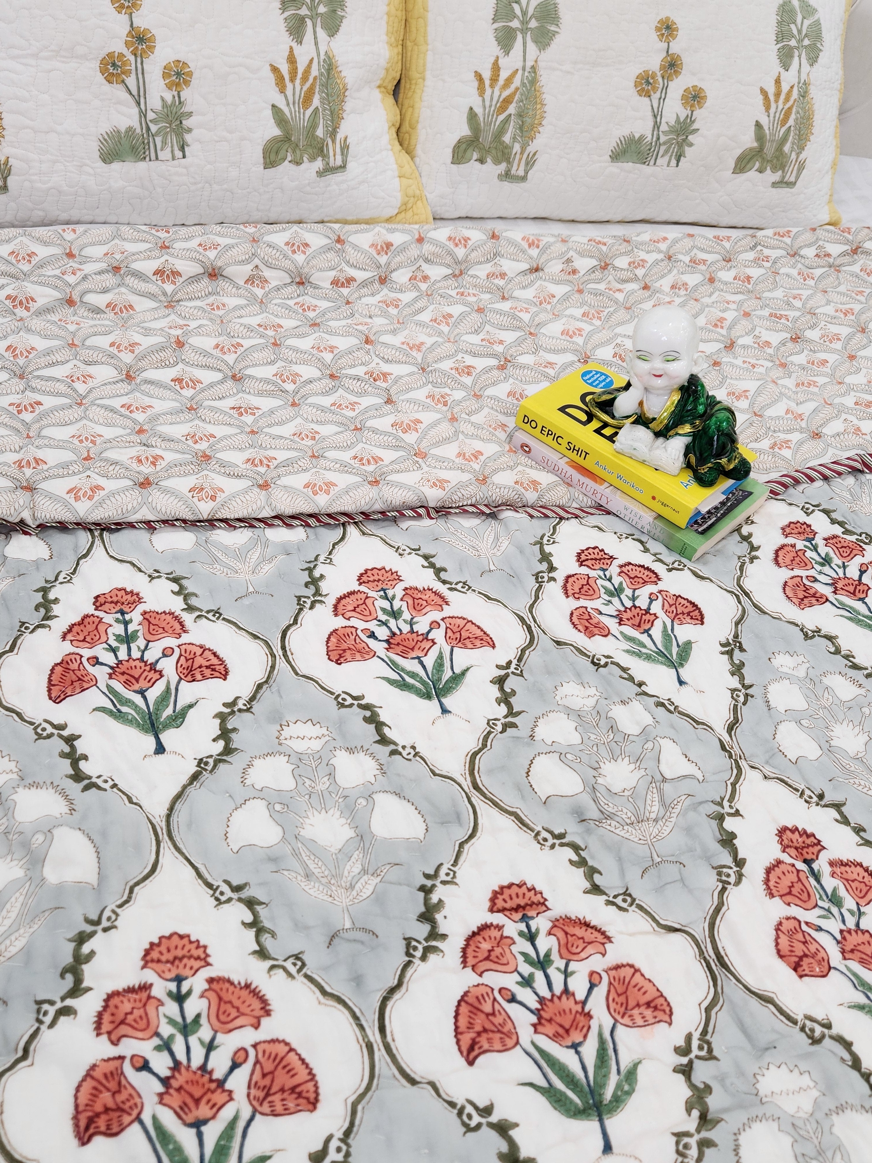 HANDBLOCKED DOUBLE BED QUILT