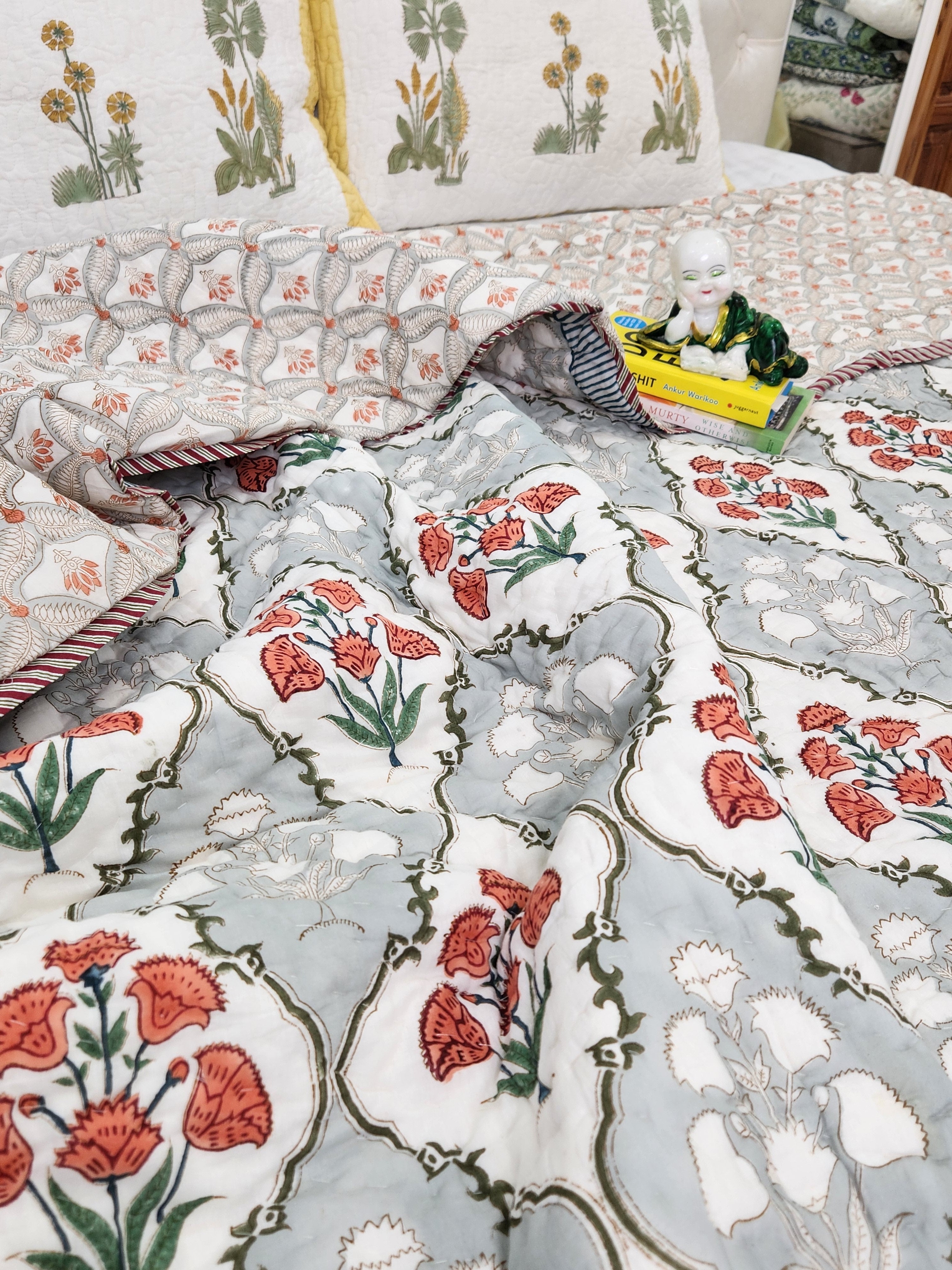 HANDBLOCKED DOUBLE BED QUILT