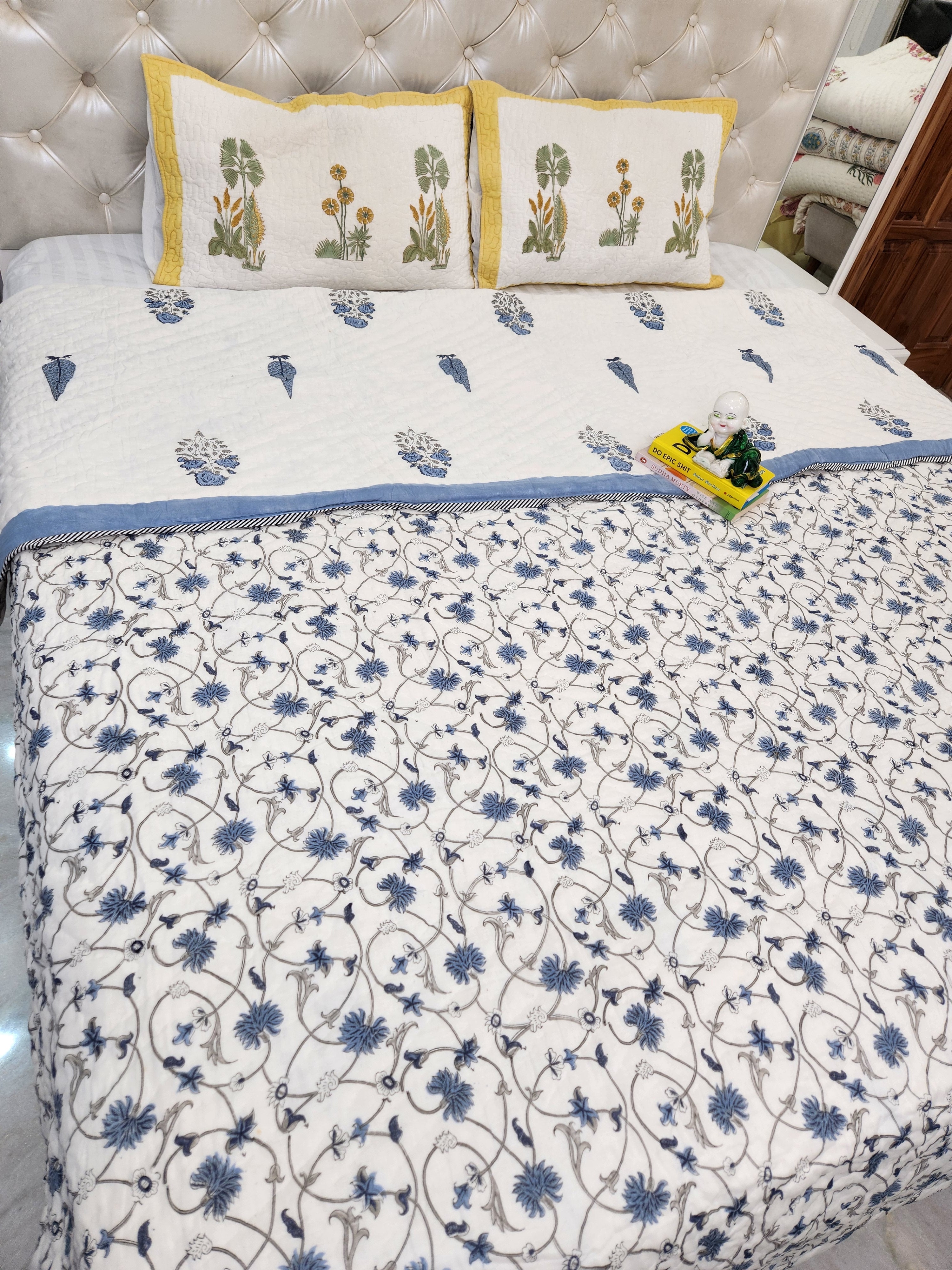 HANDBLOCKED DOUBLE BED QUILT