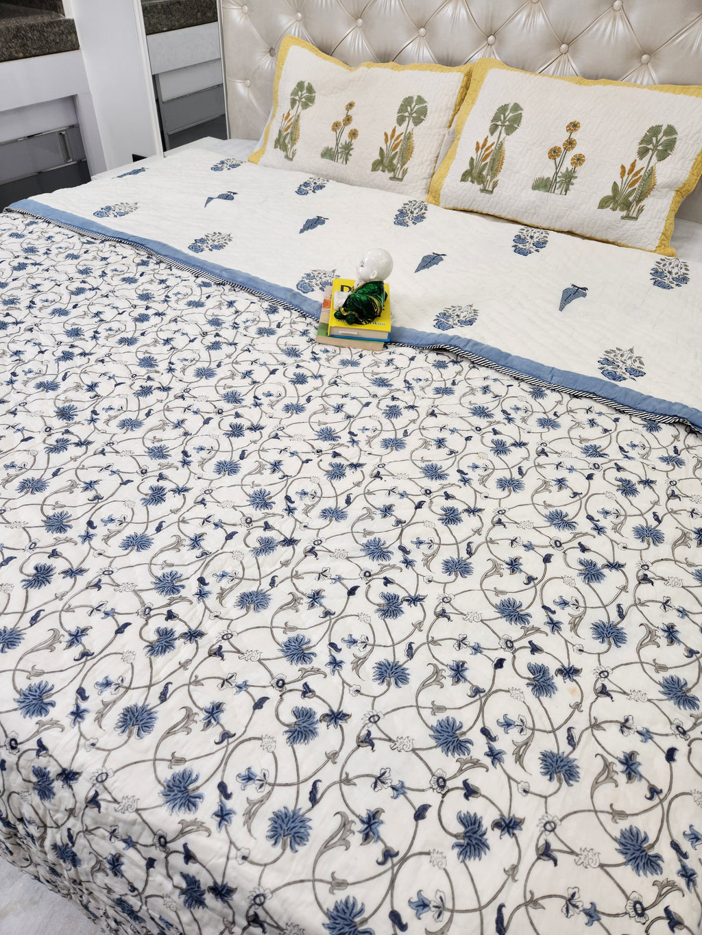 HANDBLOCKED DOUBLE BED QUILT