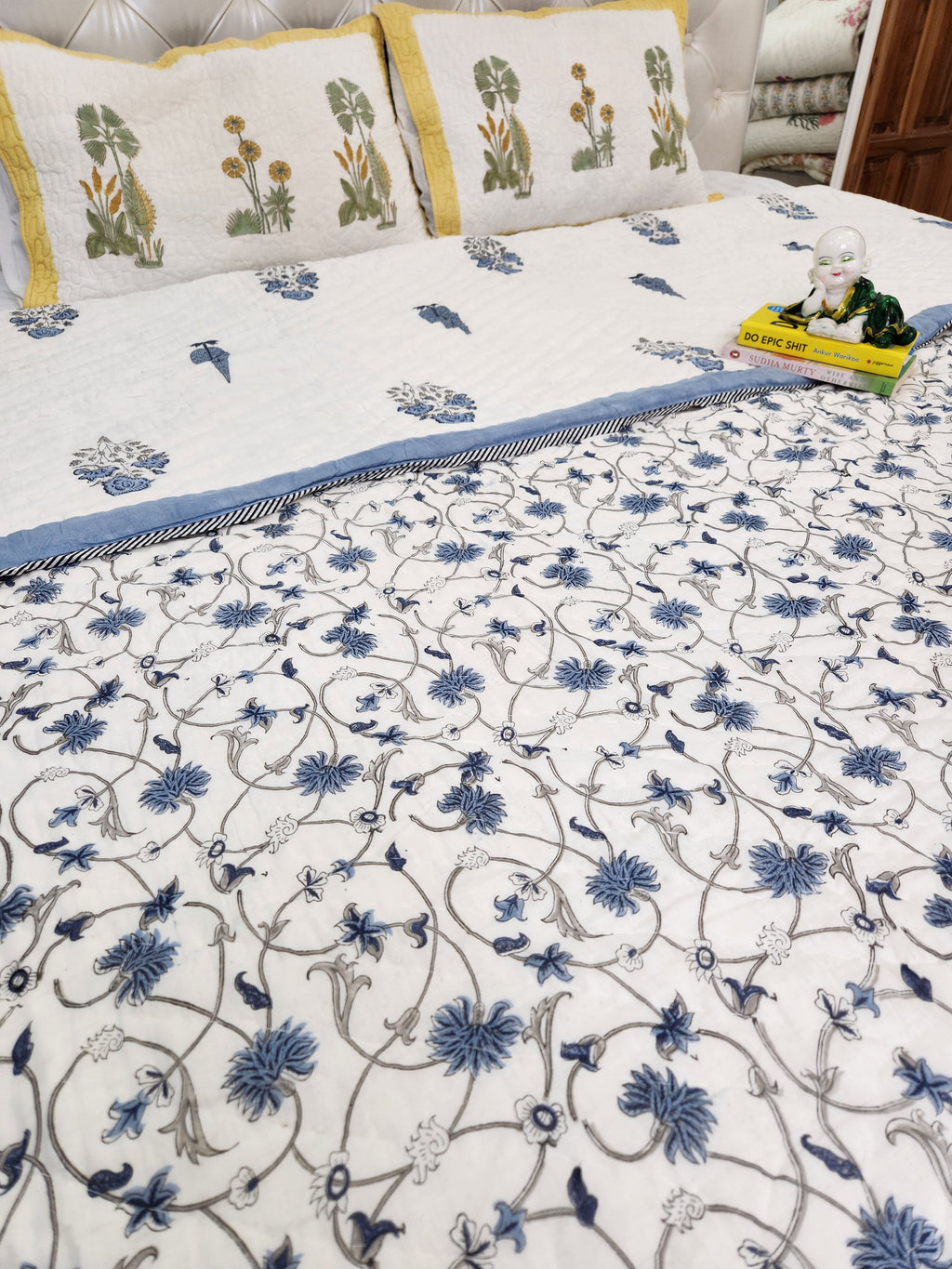 HANDBLOCKED DOUBLE BED QUILT