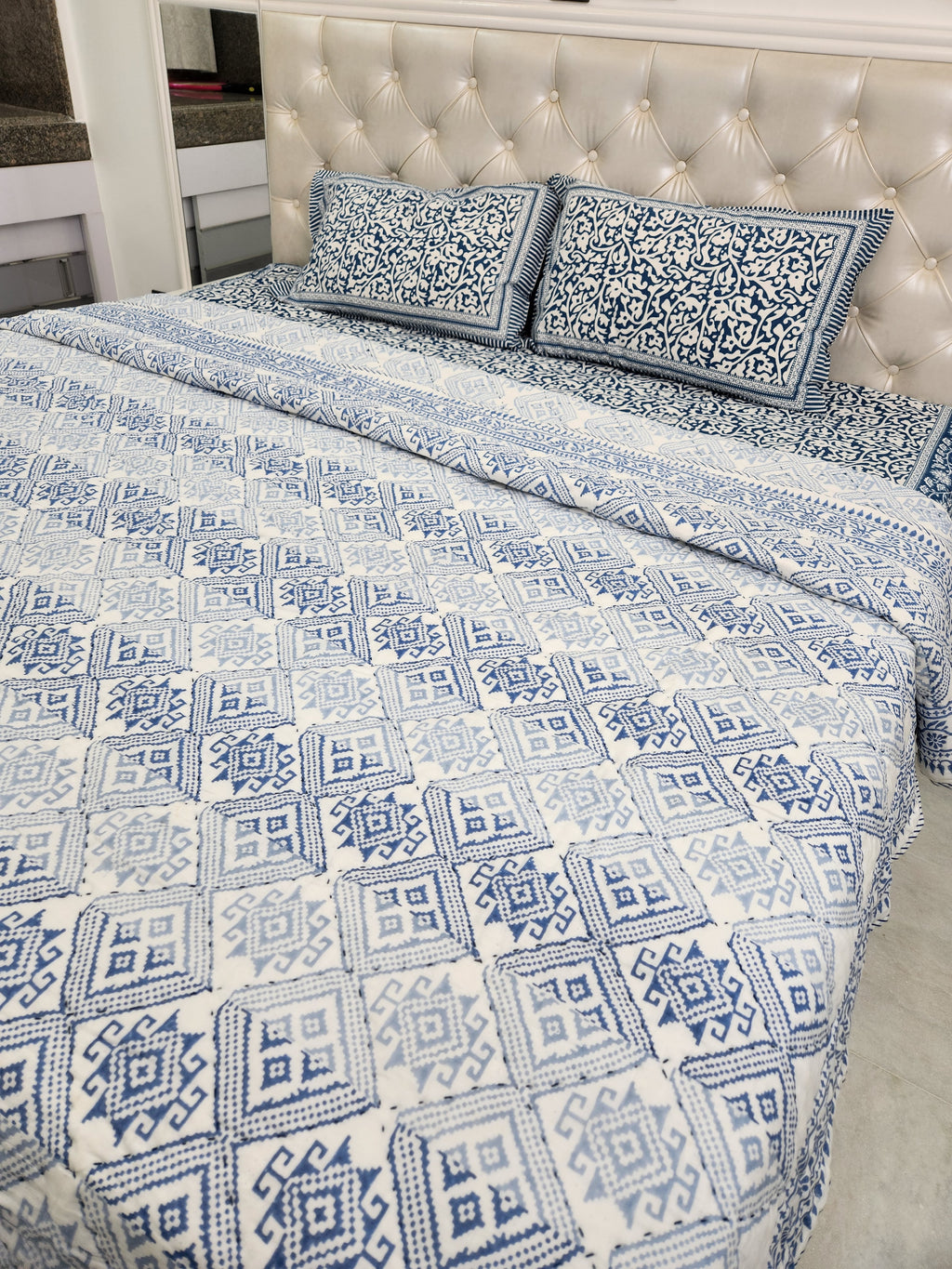 HANDBLOCKED DOUBLE BED QUILT