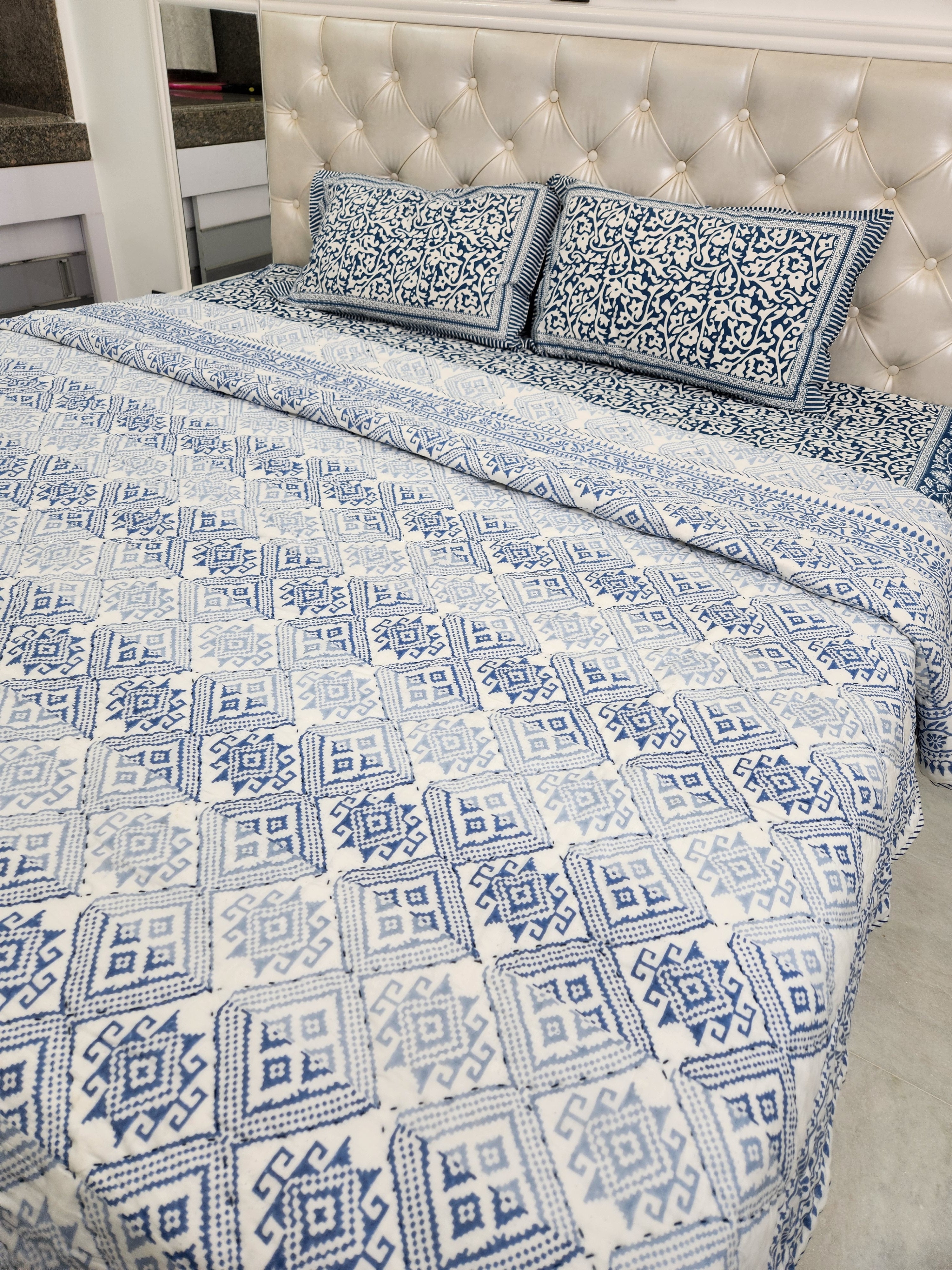 HANDBLOCKED DOUBLE BED QUILT