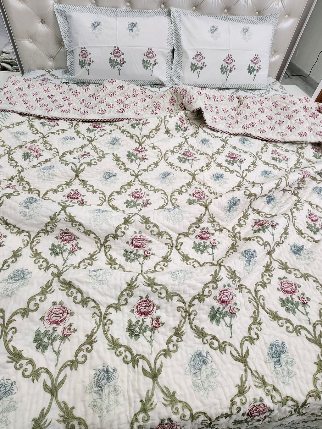 HANDBLOCKED DOUBLE BED QUILT