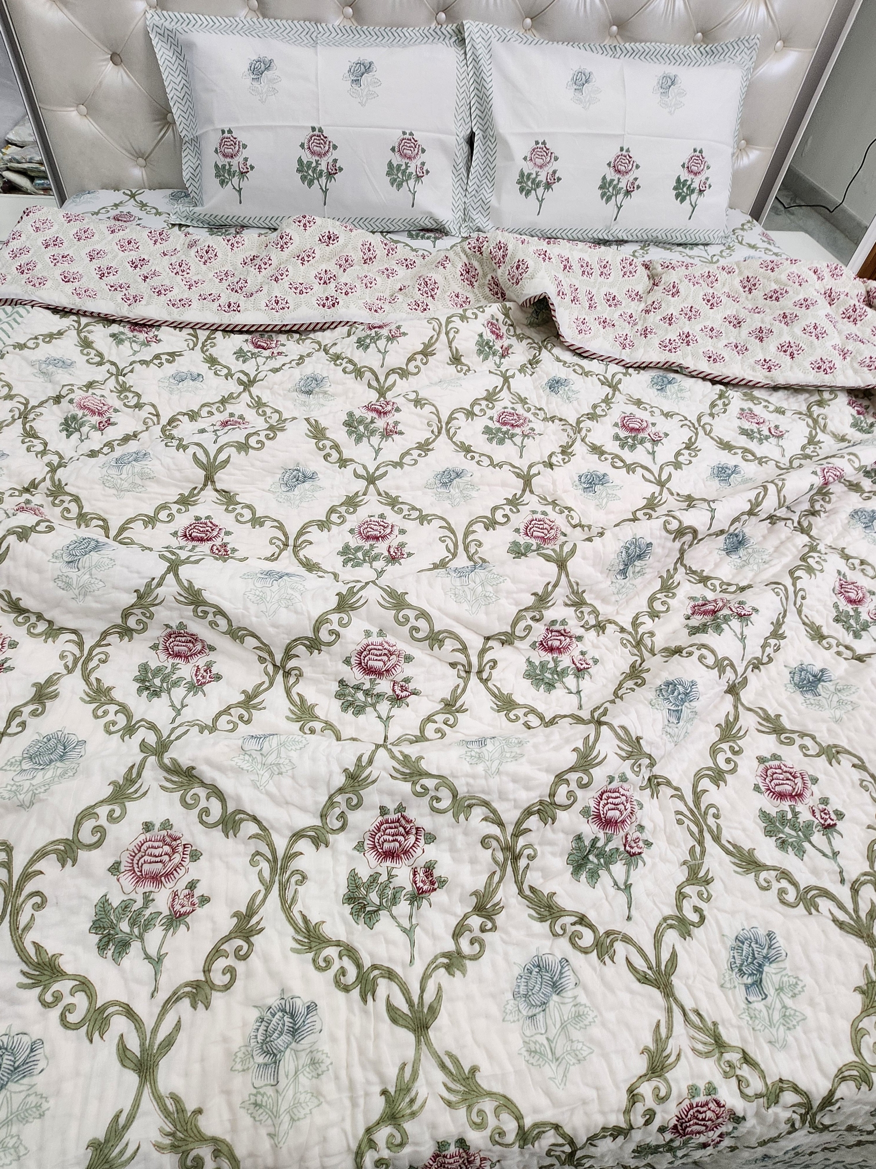 HANDBLOCKED DOUBLE BED QUILT
