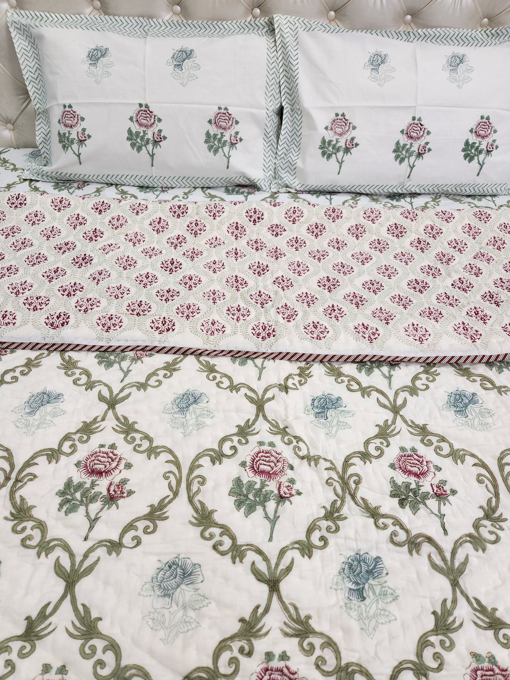 HANDBLOCKED DOUBLE BED QUILT