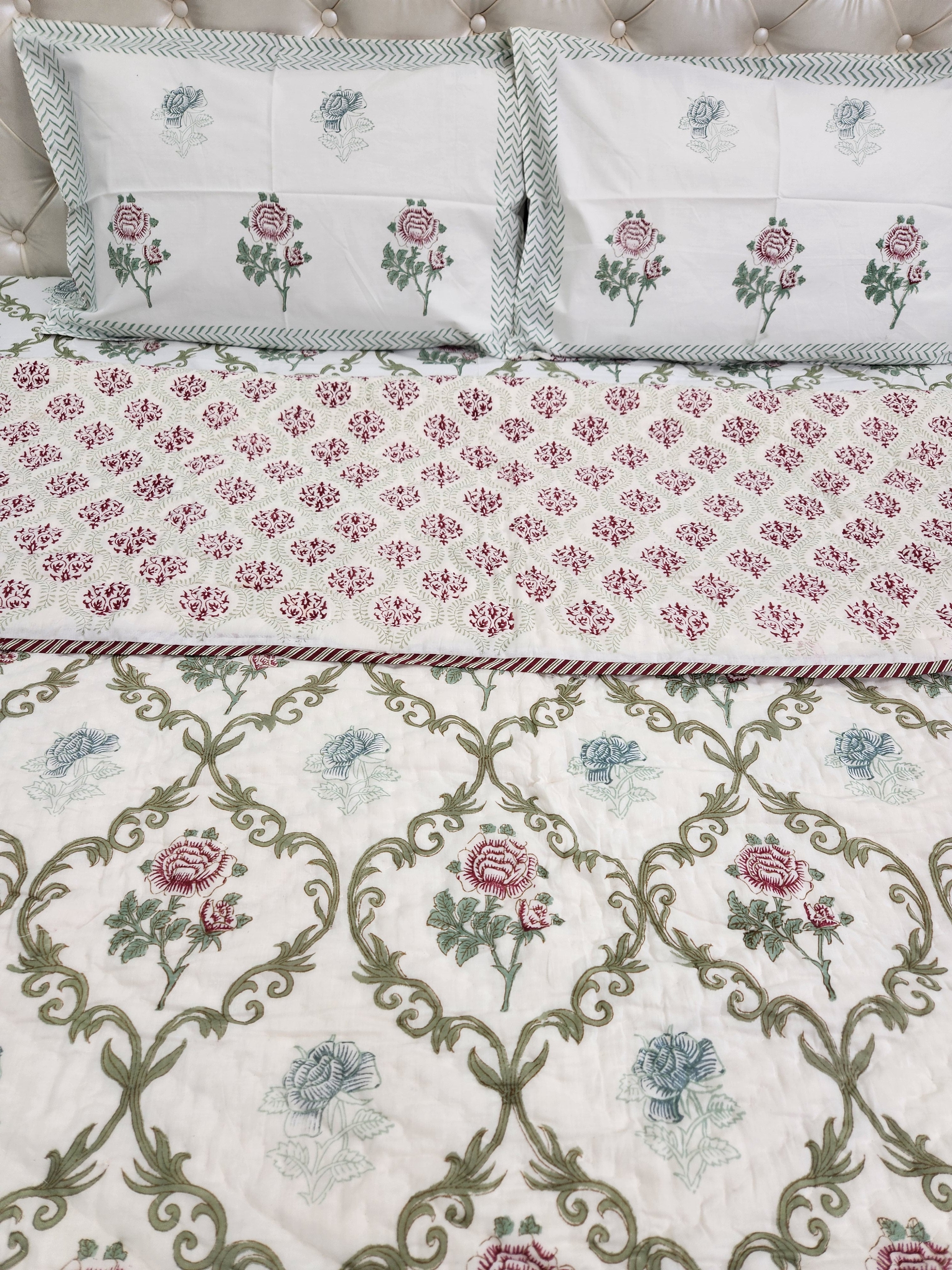 HANDBLOCKED DOUBLE BED QUILT