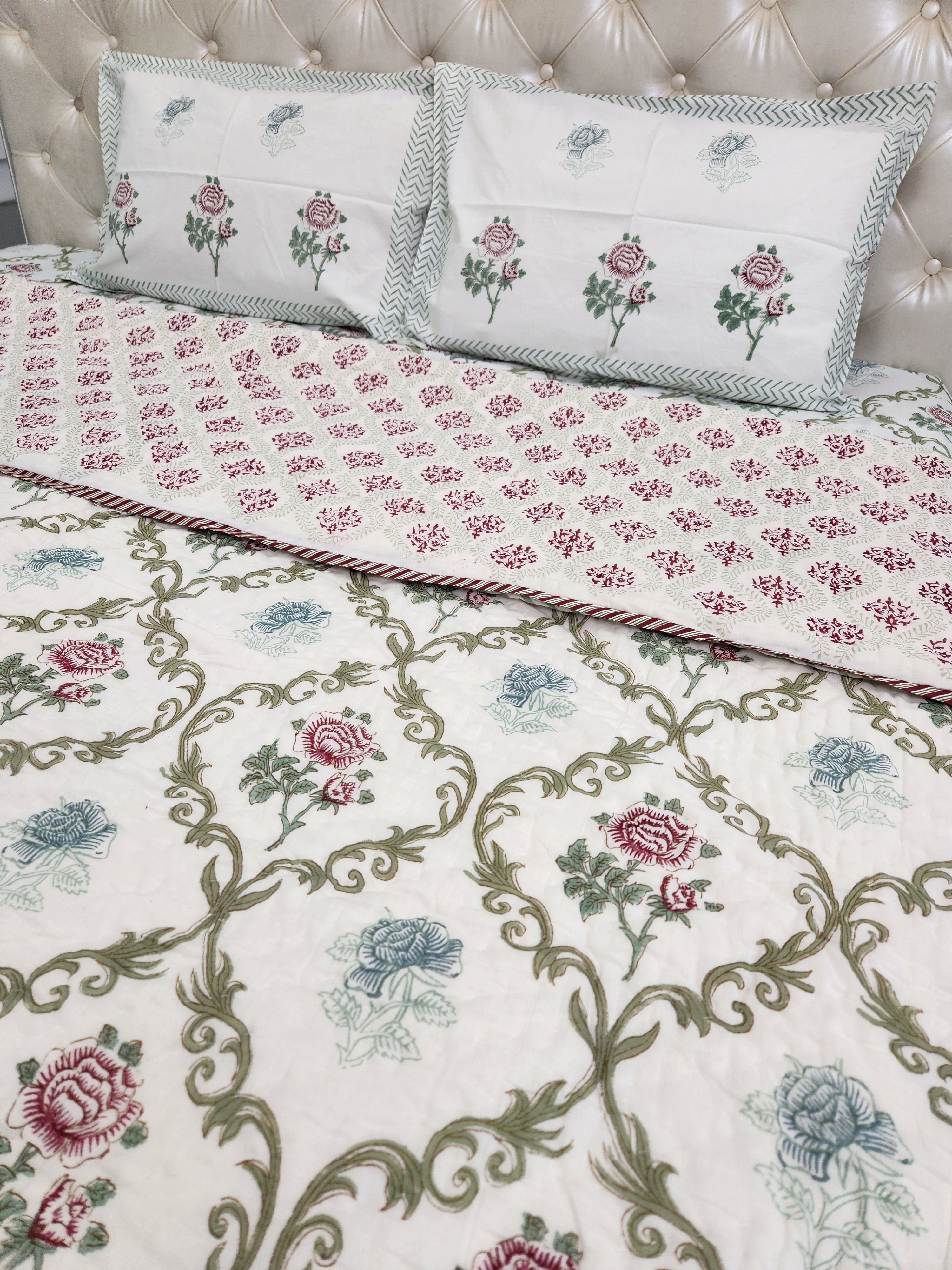 HANDBLOCKED DOUBLE BED QUILT
