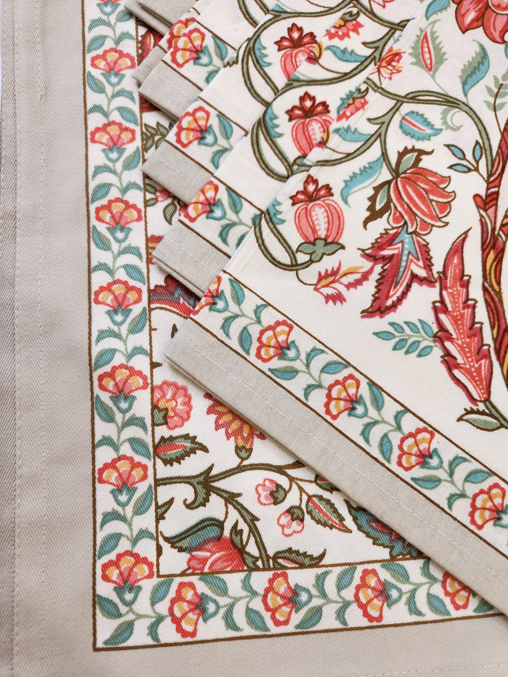 HANDBLOCKED COTTON CANVAS TABLE MATS AND NAPKINS