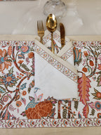 HANDBLOCKED COTTON CANVAS TABLE MATS AND NAPKINS