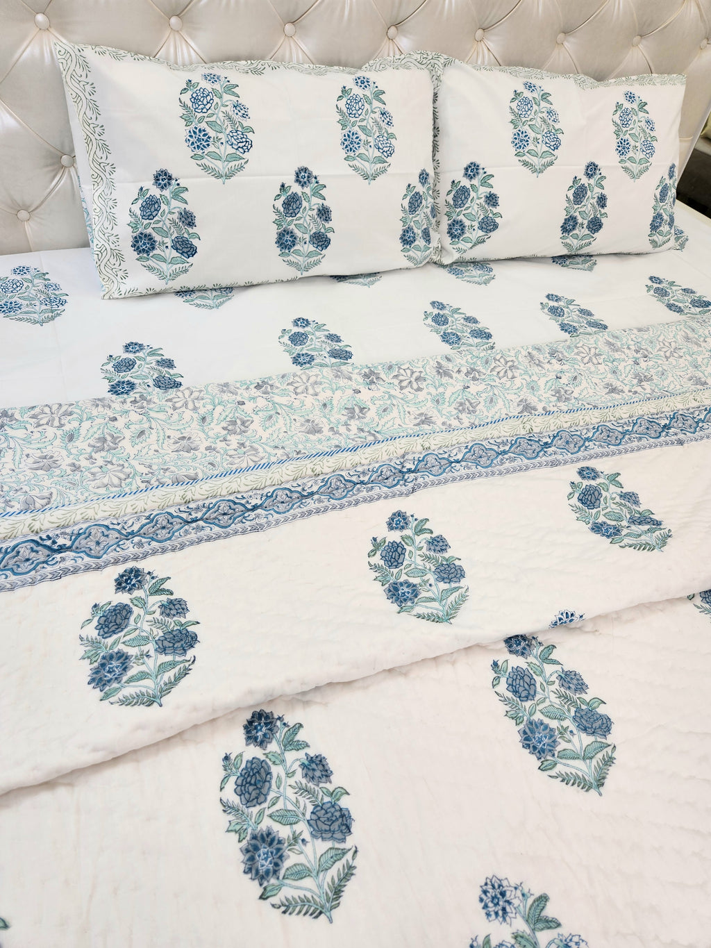 HANDBLOCKED DOUBLE BED QUILT