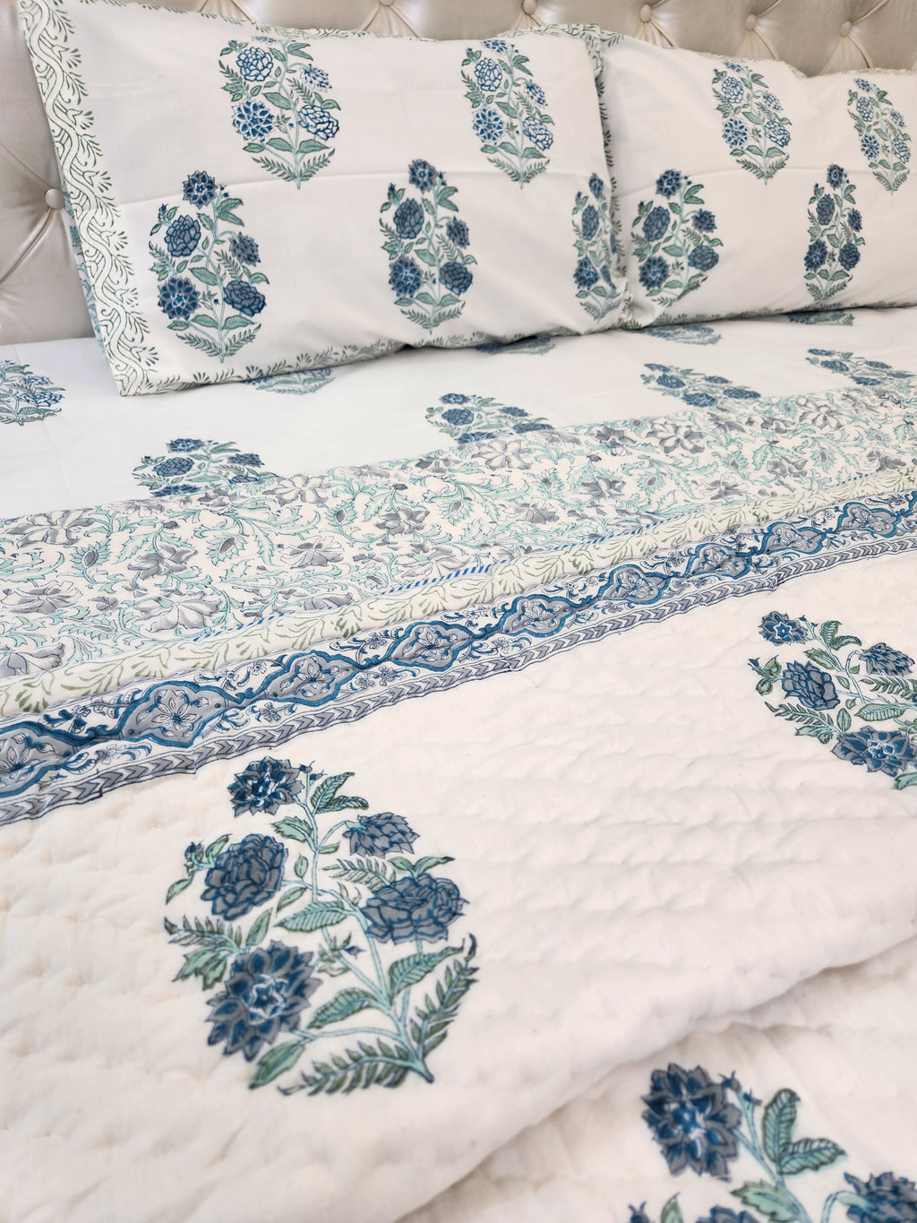 HANDBLOCKED DOUBLE BED QUILT