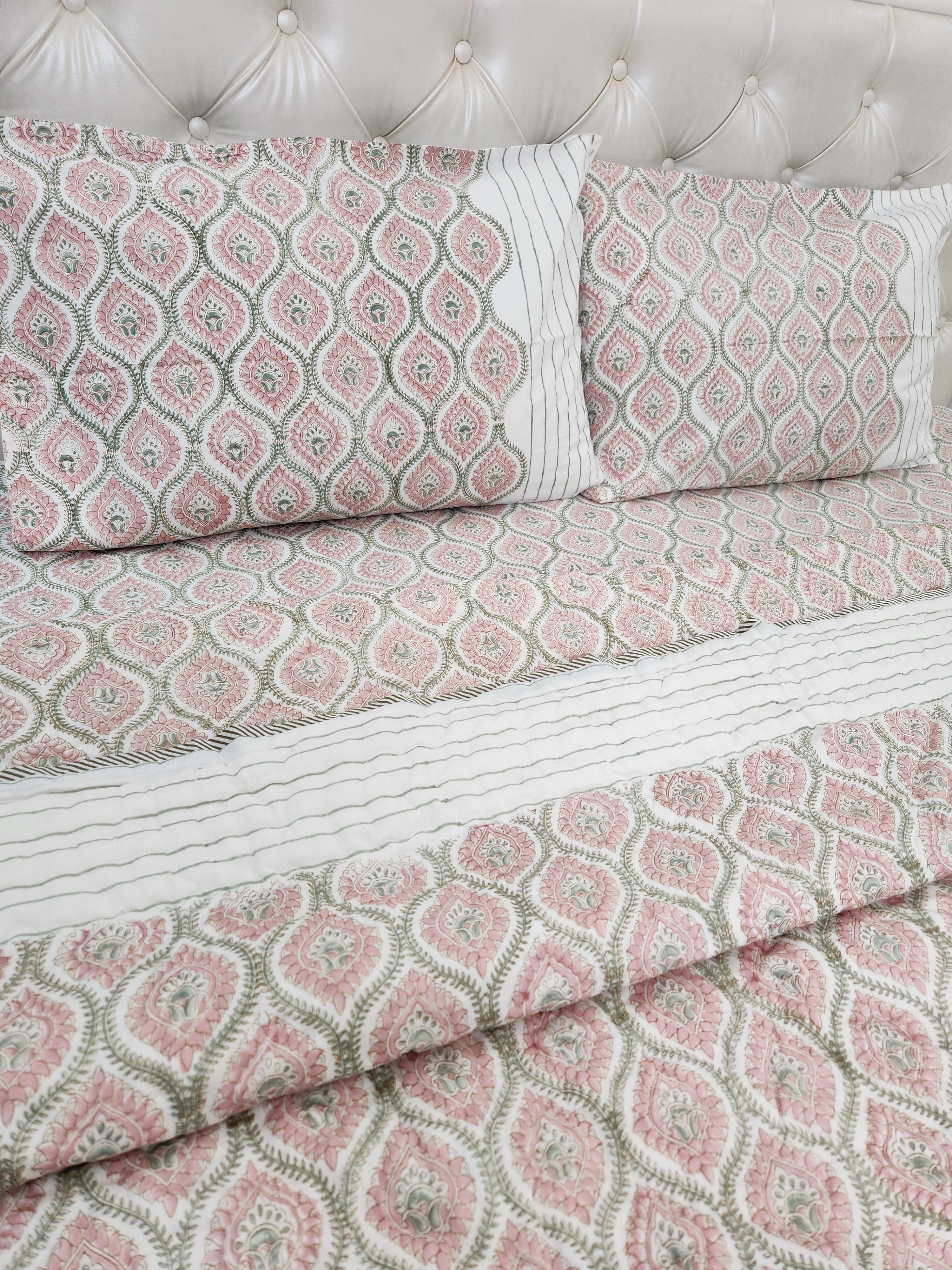 HANDBLOCKED DOUBLE BED QUILT