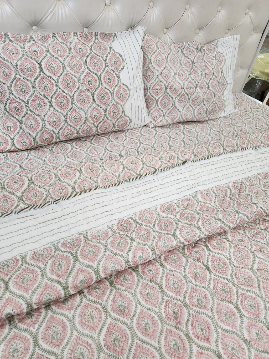 HANDBLOCKED DOUBLE BED QUILT