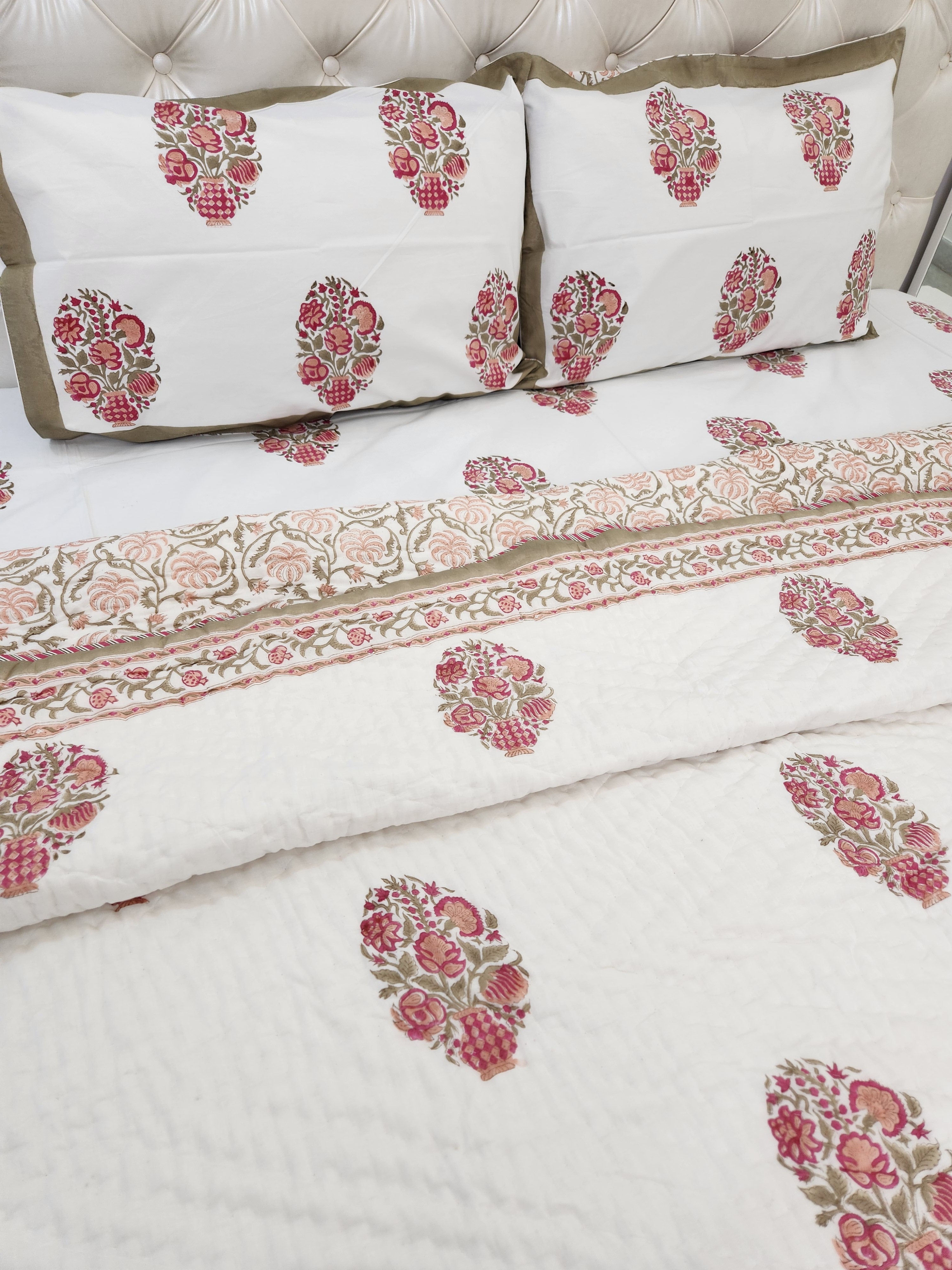 HANDBLOCKED DOUBLE BED QUILT