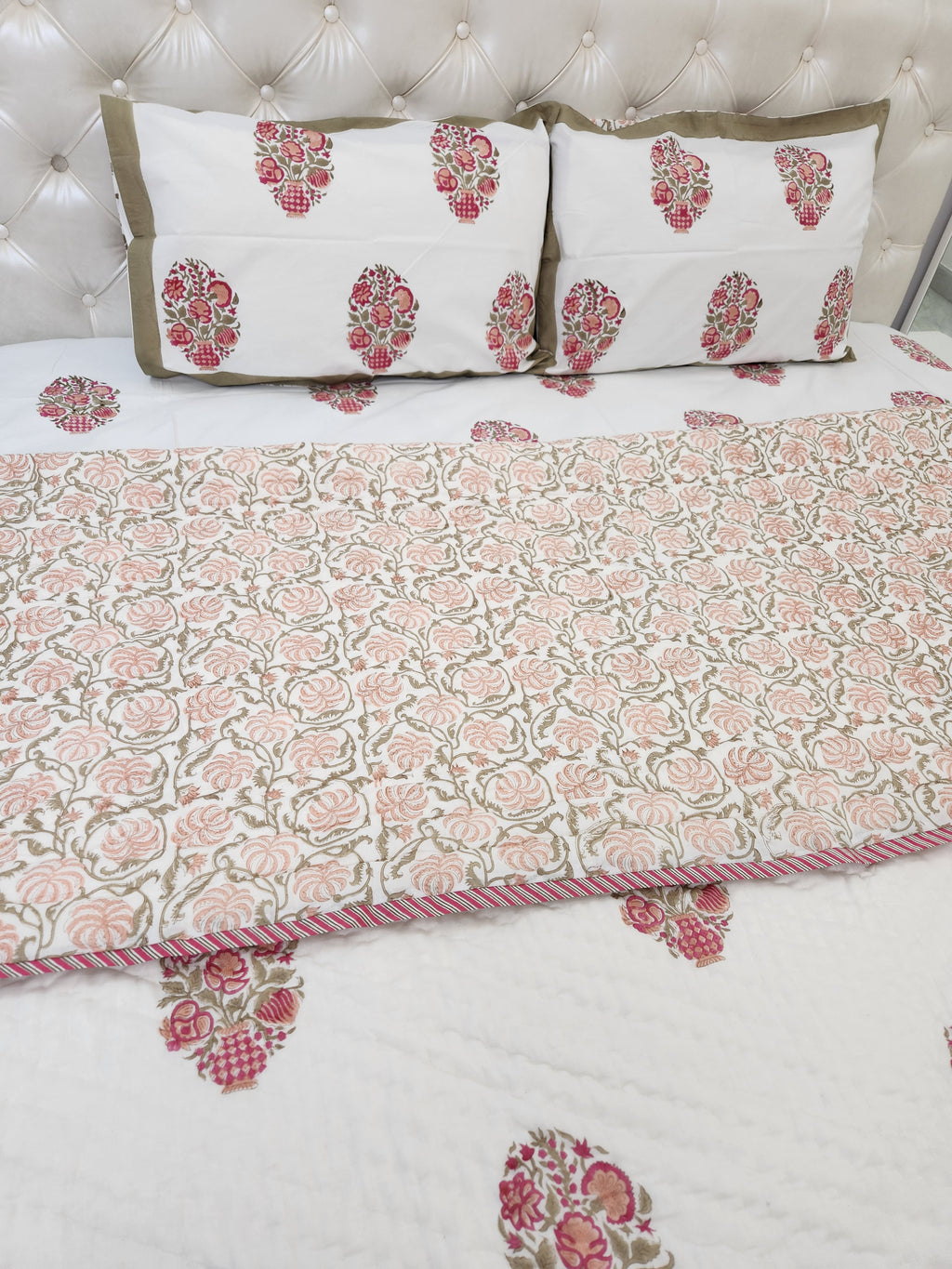 HANDBLOCKED DOUBLE BED QUILT
