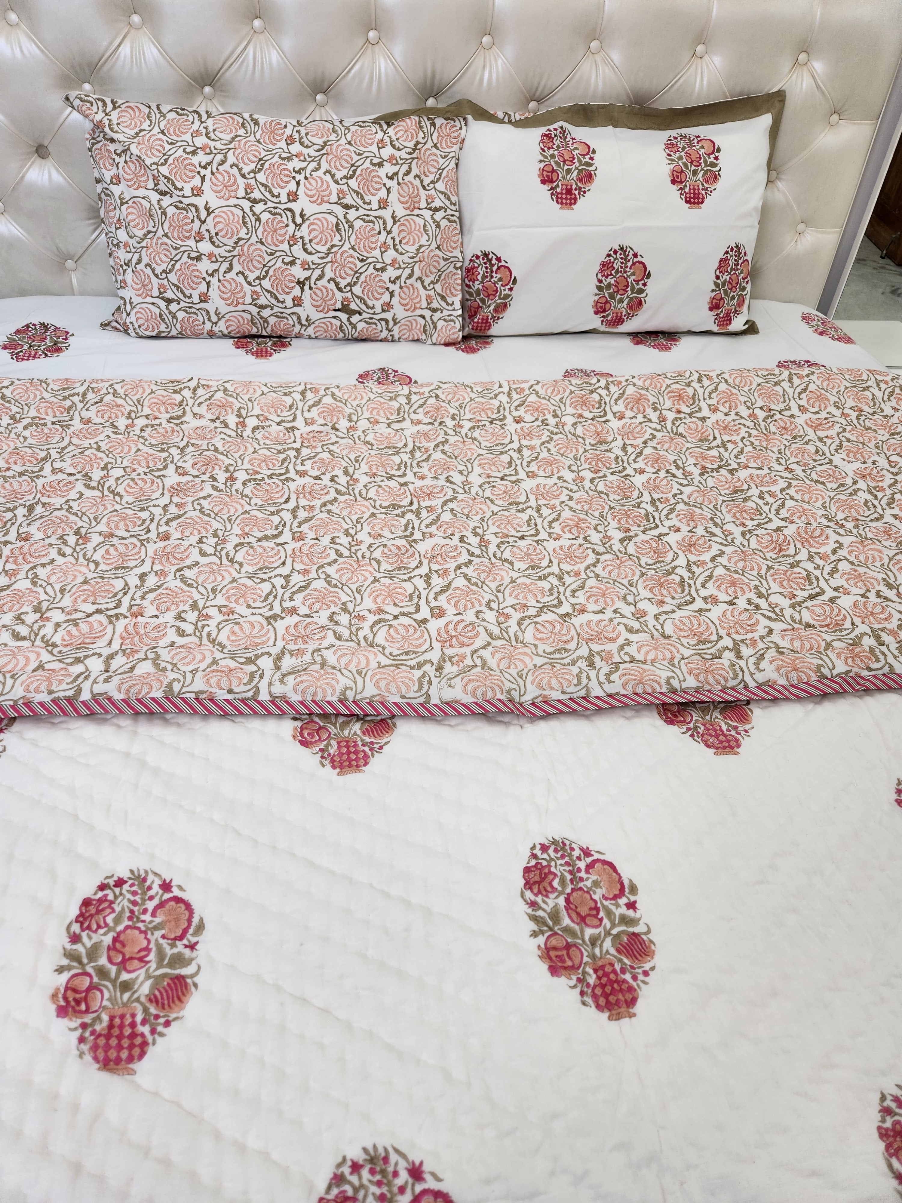 HANDBLOCKED DOUBLE BED QUILT
