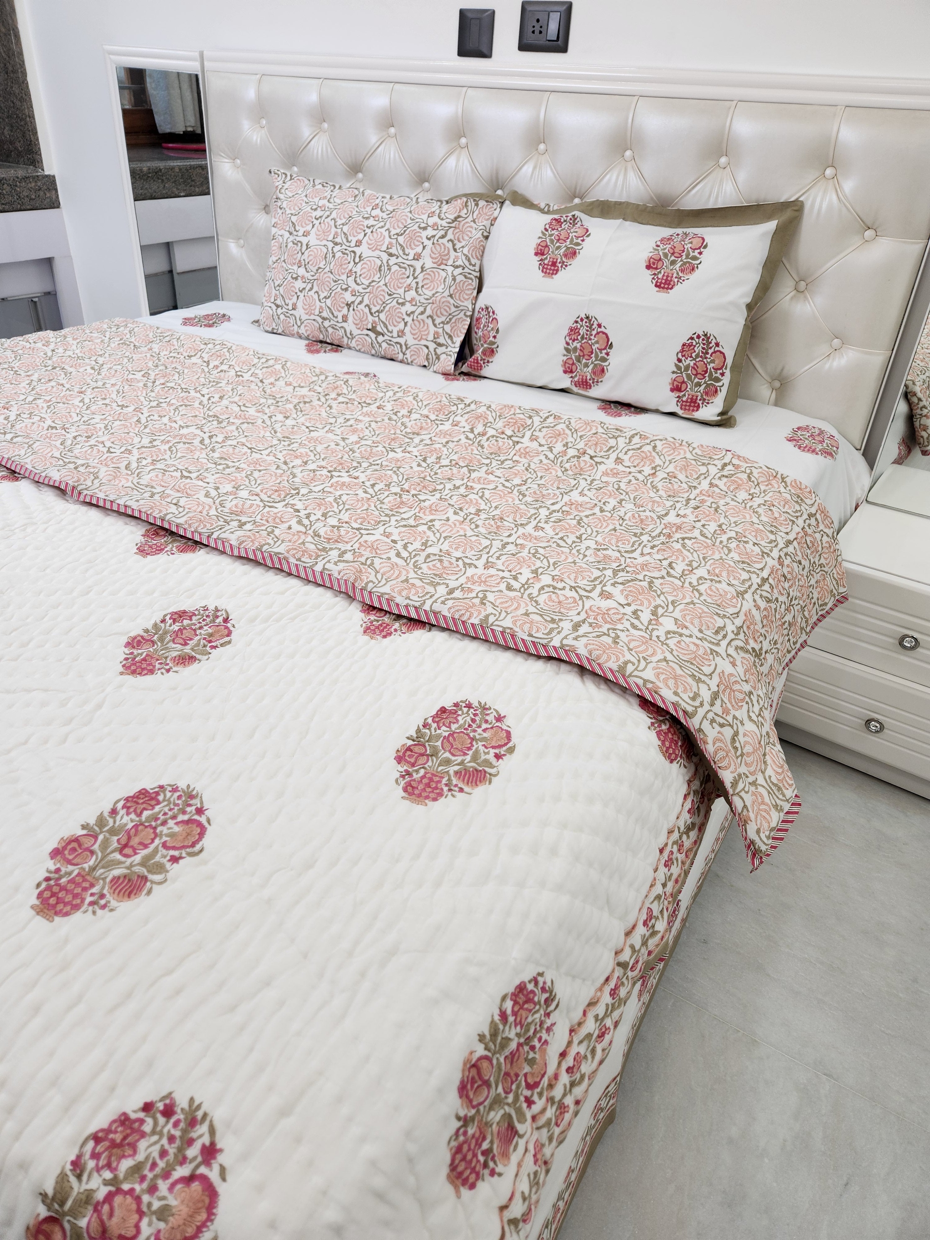 HANDBLOCKED DOUBLE BED QUILT
