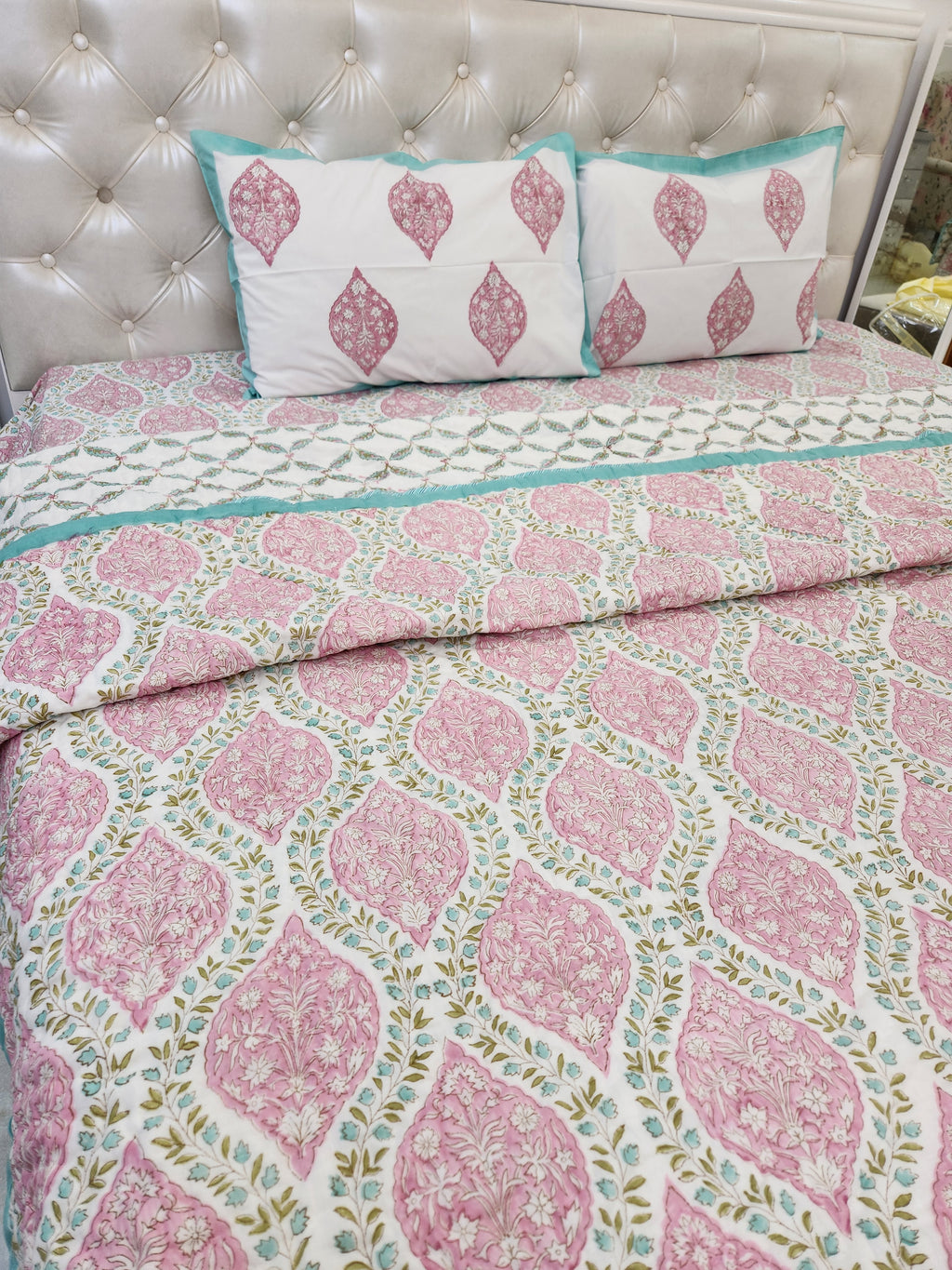 HANDBLOCKED DOUBLE BED QUILT