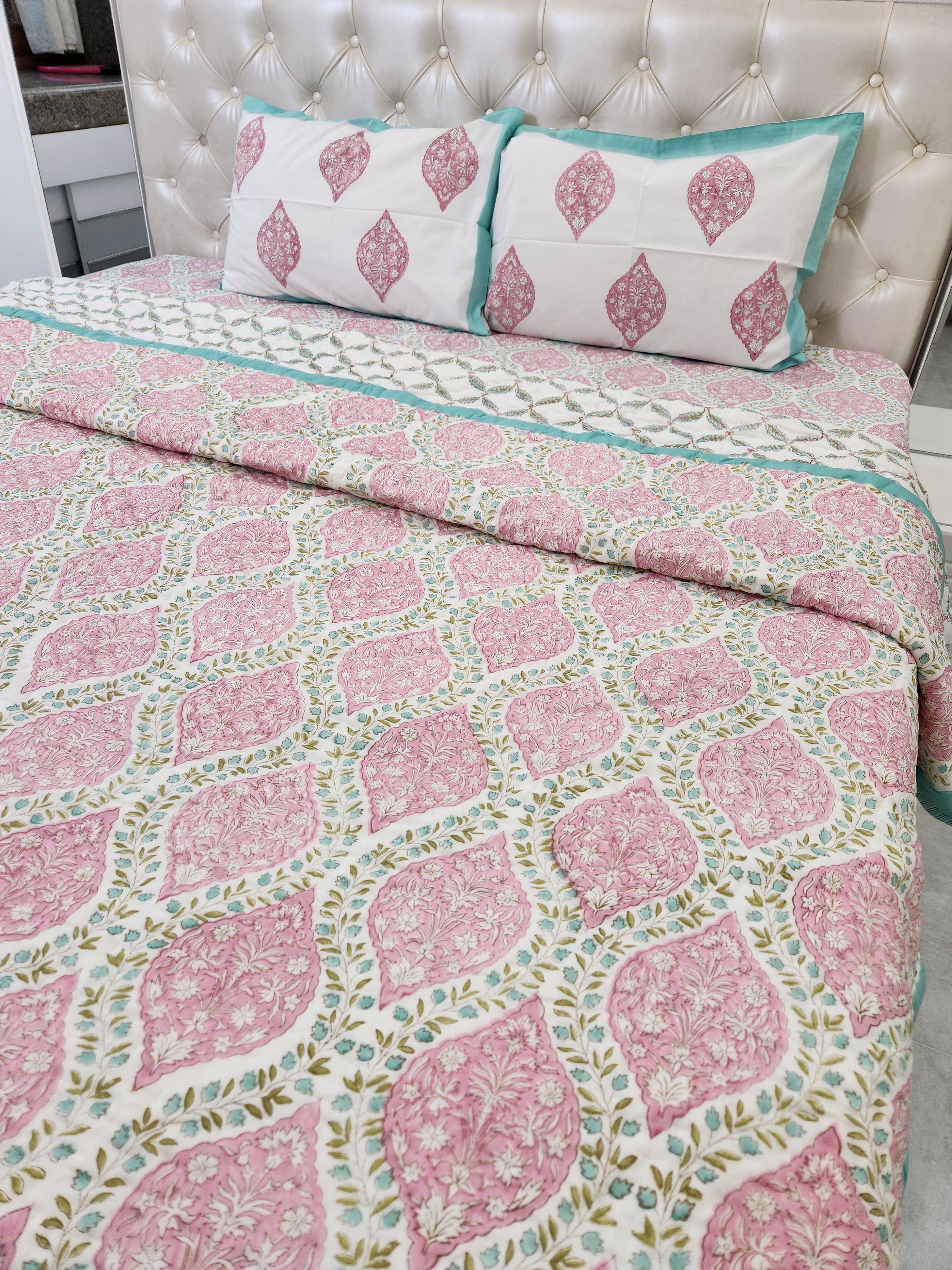 HANDBLOCKED DOUBLE BED QUILT