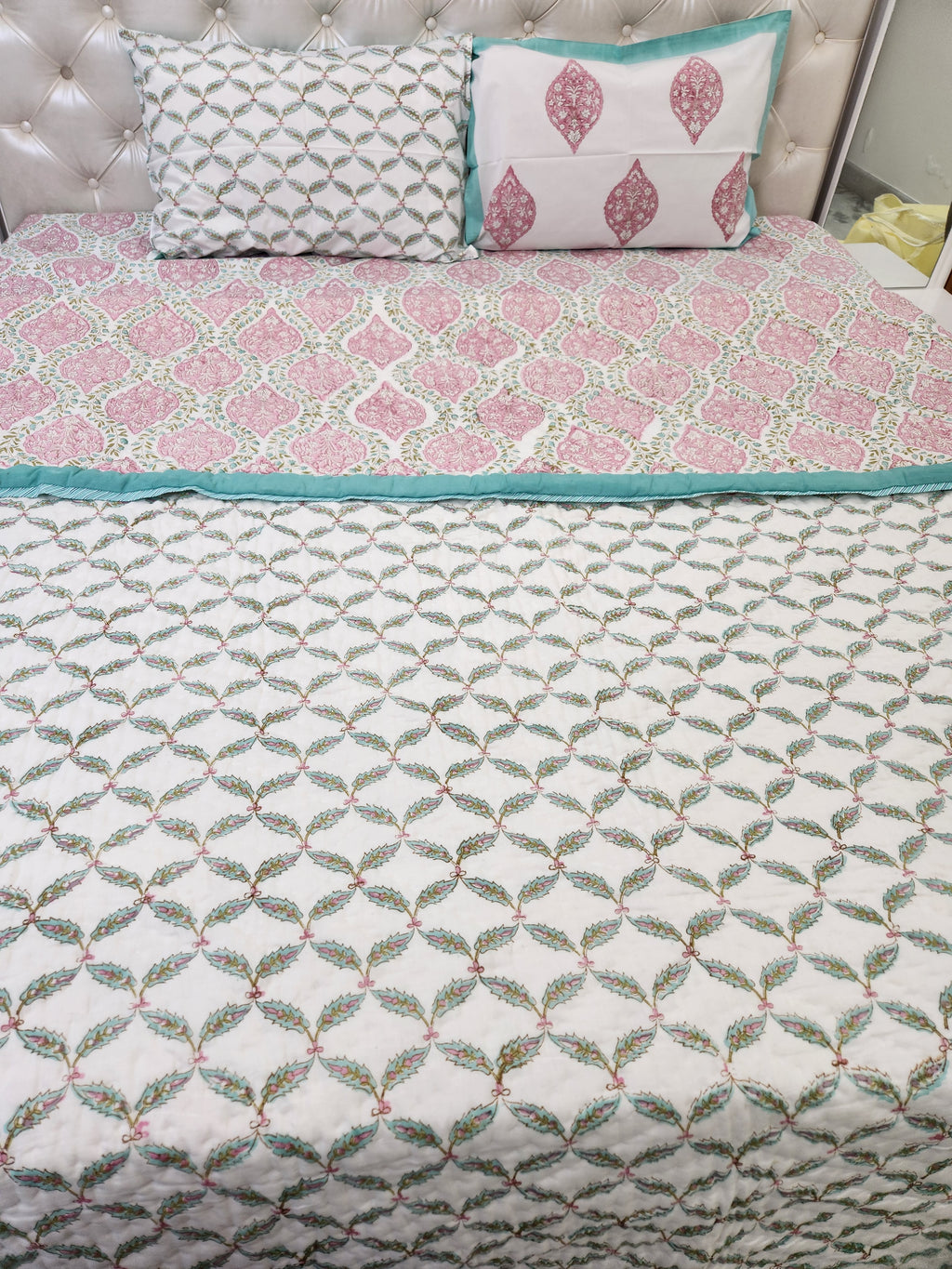 HANDBLOCKED DOUBLE BED QUILT