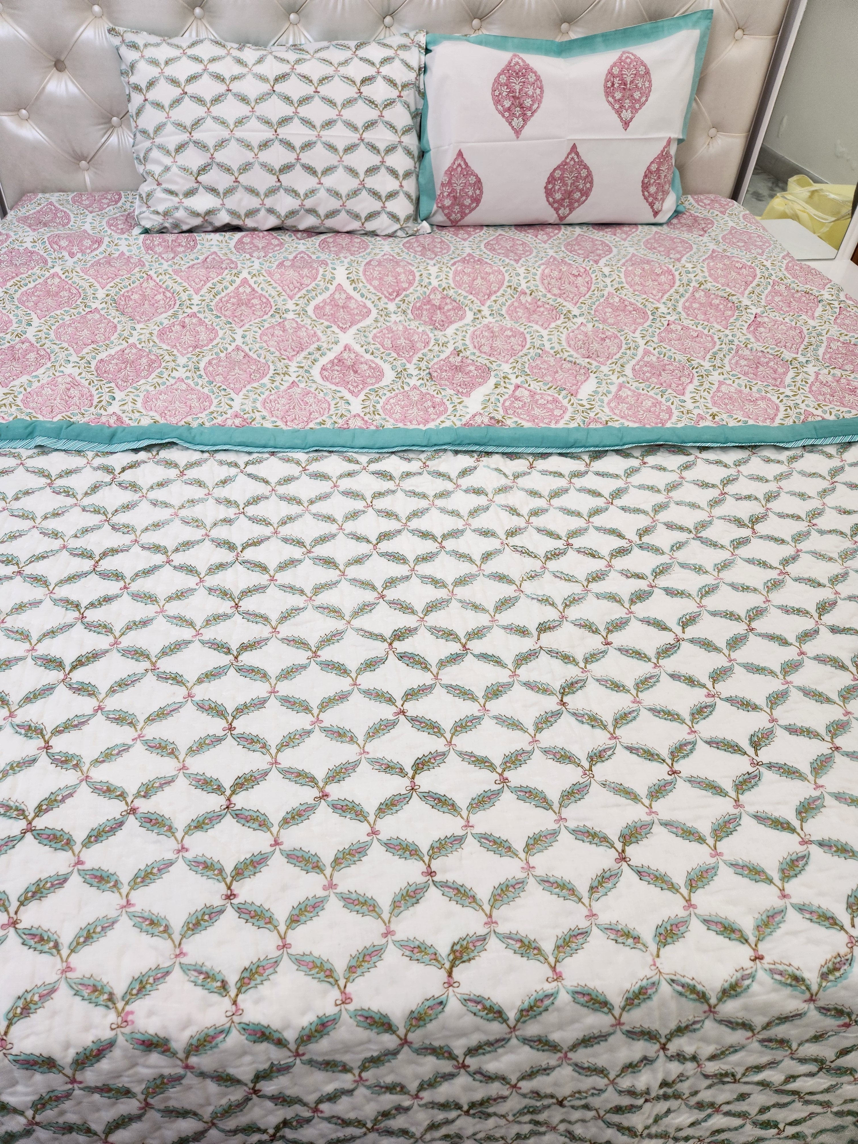 HANDBLOCKED DOUBLE BED QUILT