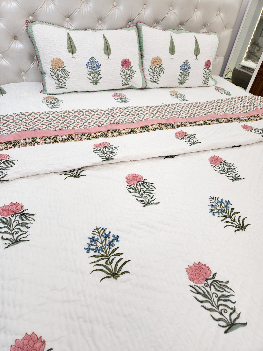 HANDBLOCKED DOUBLE BED QUILT