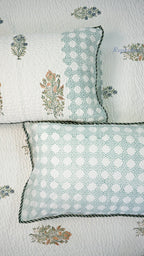 Moonlit Jaipur Hand Block Printed Cotton Reversible Quilted Bed Cover