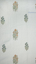 Moonlit Jaipur Hand Block Printed Cotton Reversible Quilted Bed Cover