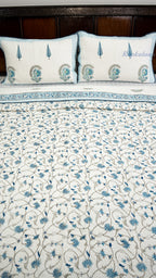Abstract Neel Hand Block Printed Cotton Reversible Quilted Bed Cover