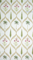 Royal Palm Hand Block Printed Cotton Bedsheet with Two Pillow Covers