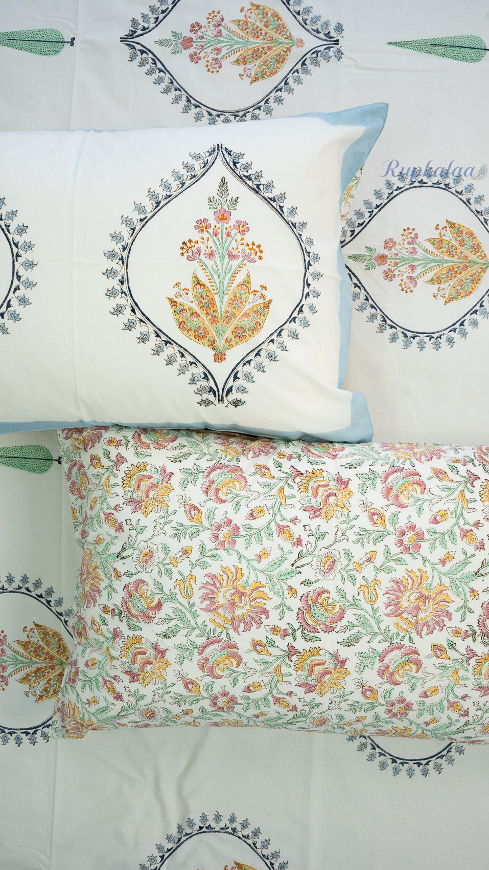 Royal Rajasthan Hand Block Printed Cotton Bedsheet with Two Pillow Covers