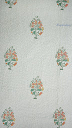 Blooming Flowers Hand Block Printed Cotton Reversible Quilted Bed Cover