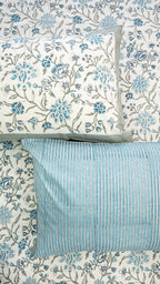 Blooming Vines Hand Block Printed Cotton Bedsheet with Two Pillow Covers