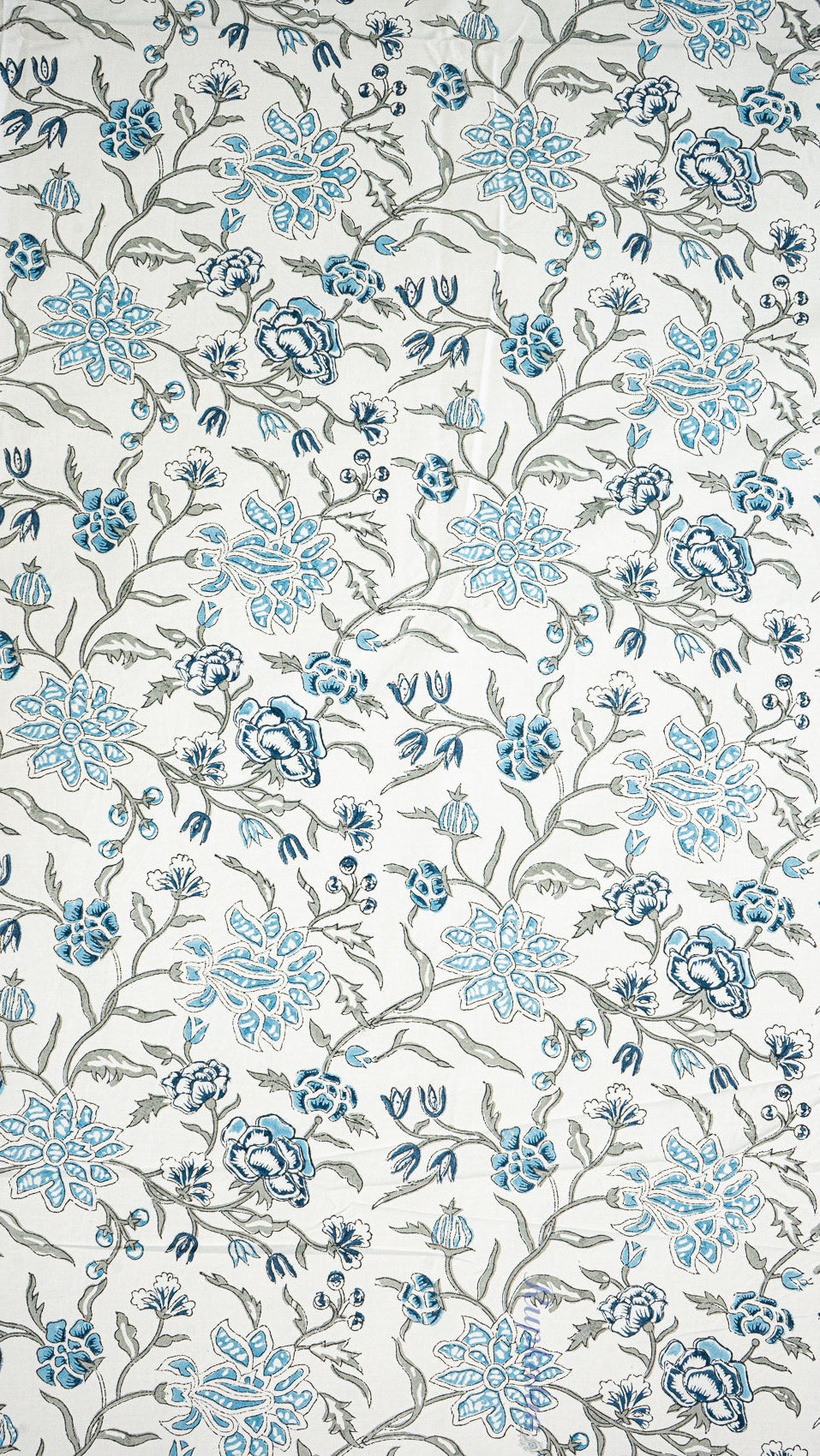 Blooming Vines Hand Block Printed Cotton Bedsheet with Two Pillow Covers