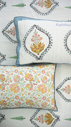 Pushp Angan Hand Block Printed Cotton Reversible Quilted Bed Cover