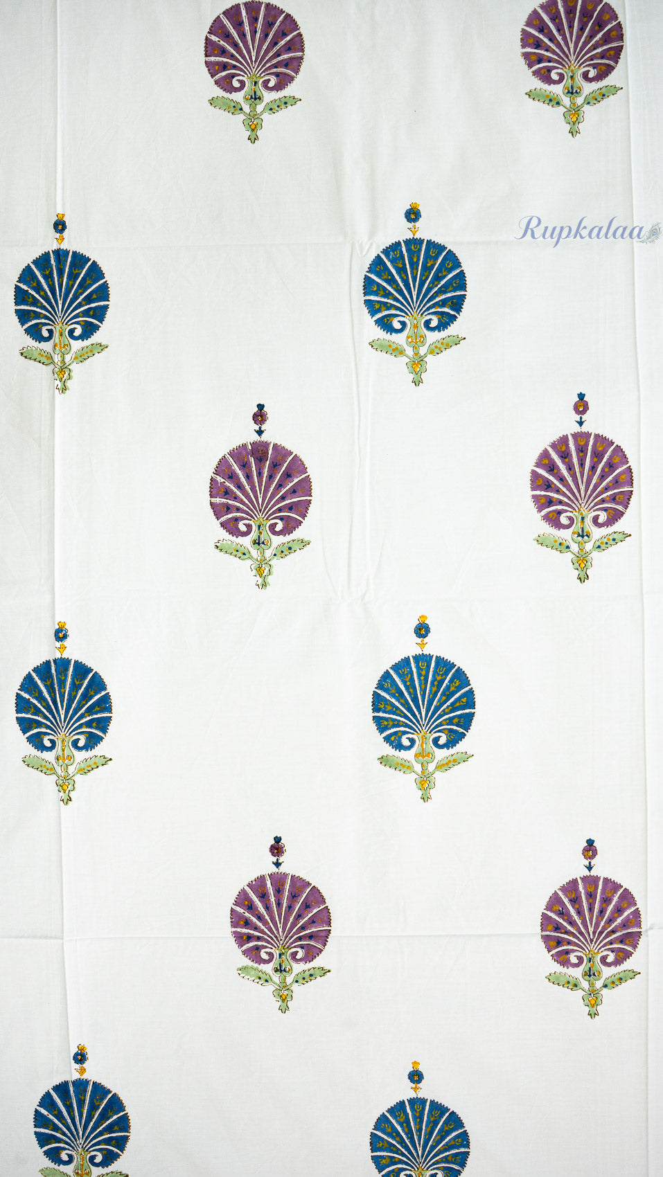 Wild Meadow Hand Block Printed Cotton Bedsheet with Two Pillow Covers