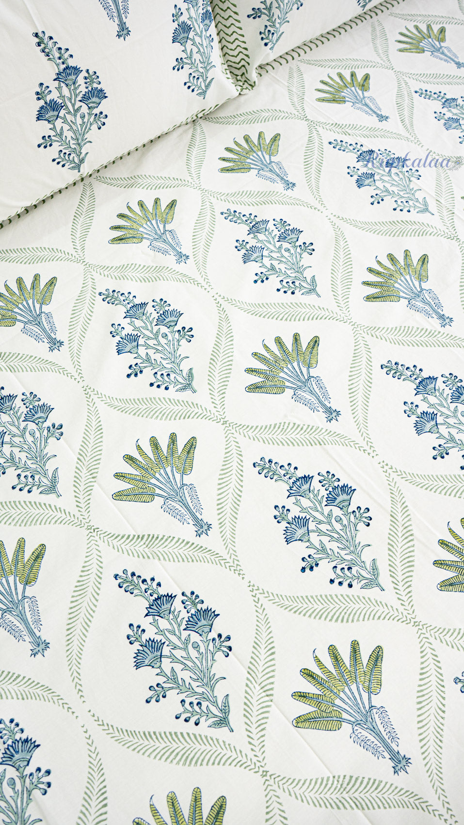 Tropical Bliss Handblock Printed Bedsheet with Two Pillow Covers