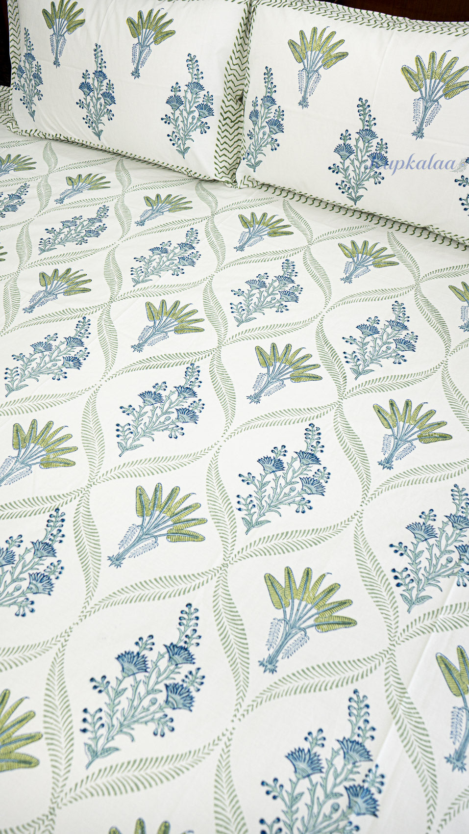 Tropical Bliss Handblock Printed Bedsheet with Two Pillow Covers
