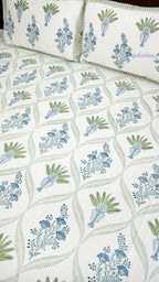 Tropical Bliss Handblock Printed Bedsheet with Two Pillow Covers