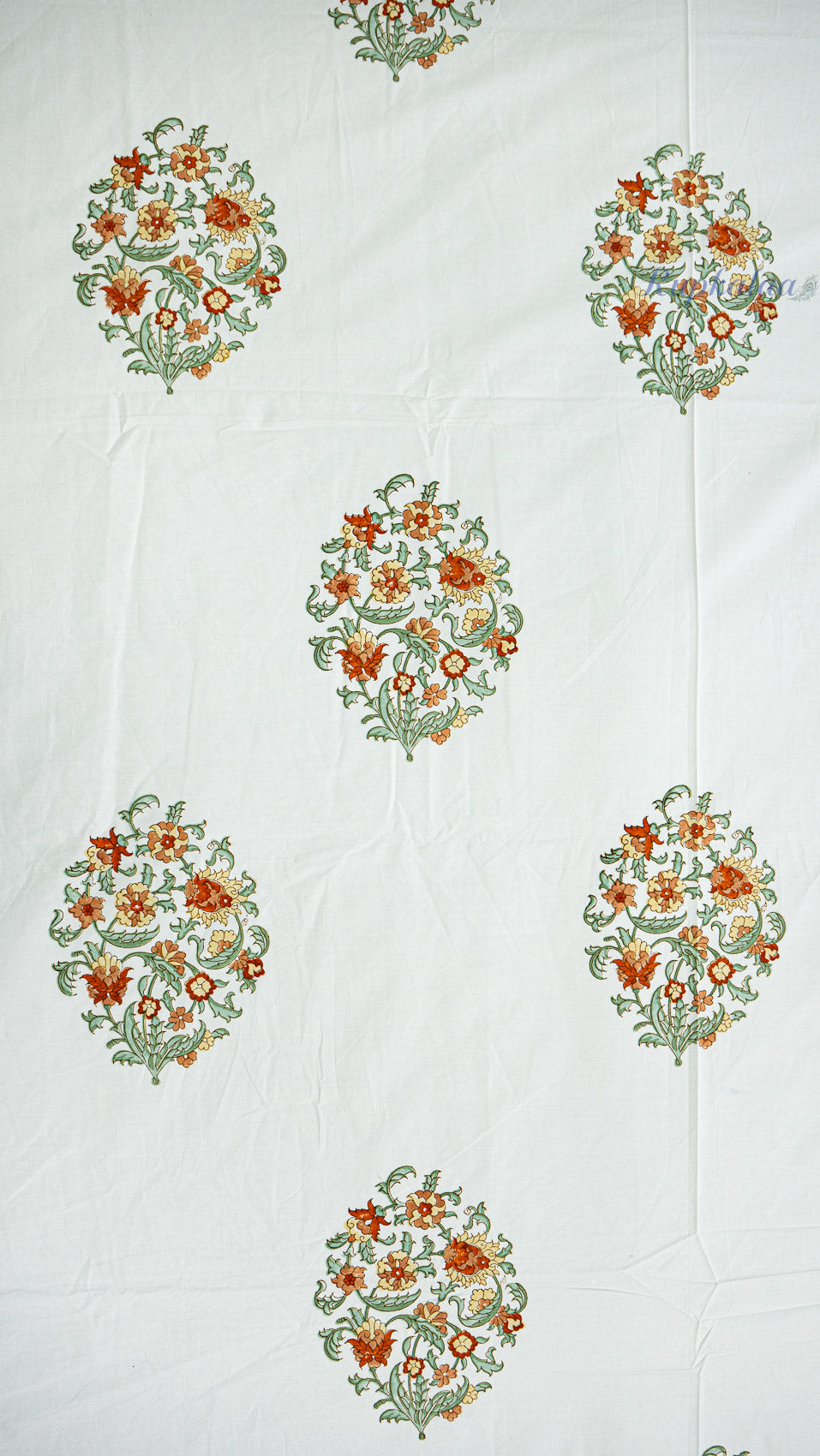 Terracotta Tone Handblock Printed Bedsheet with Two Pillow Covers