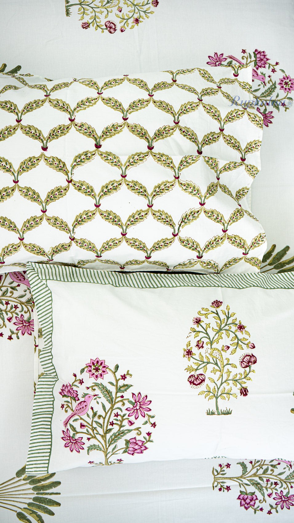 Classic Jaipuri Handblock Printed Bedsheet with Two Pillow Covers