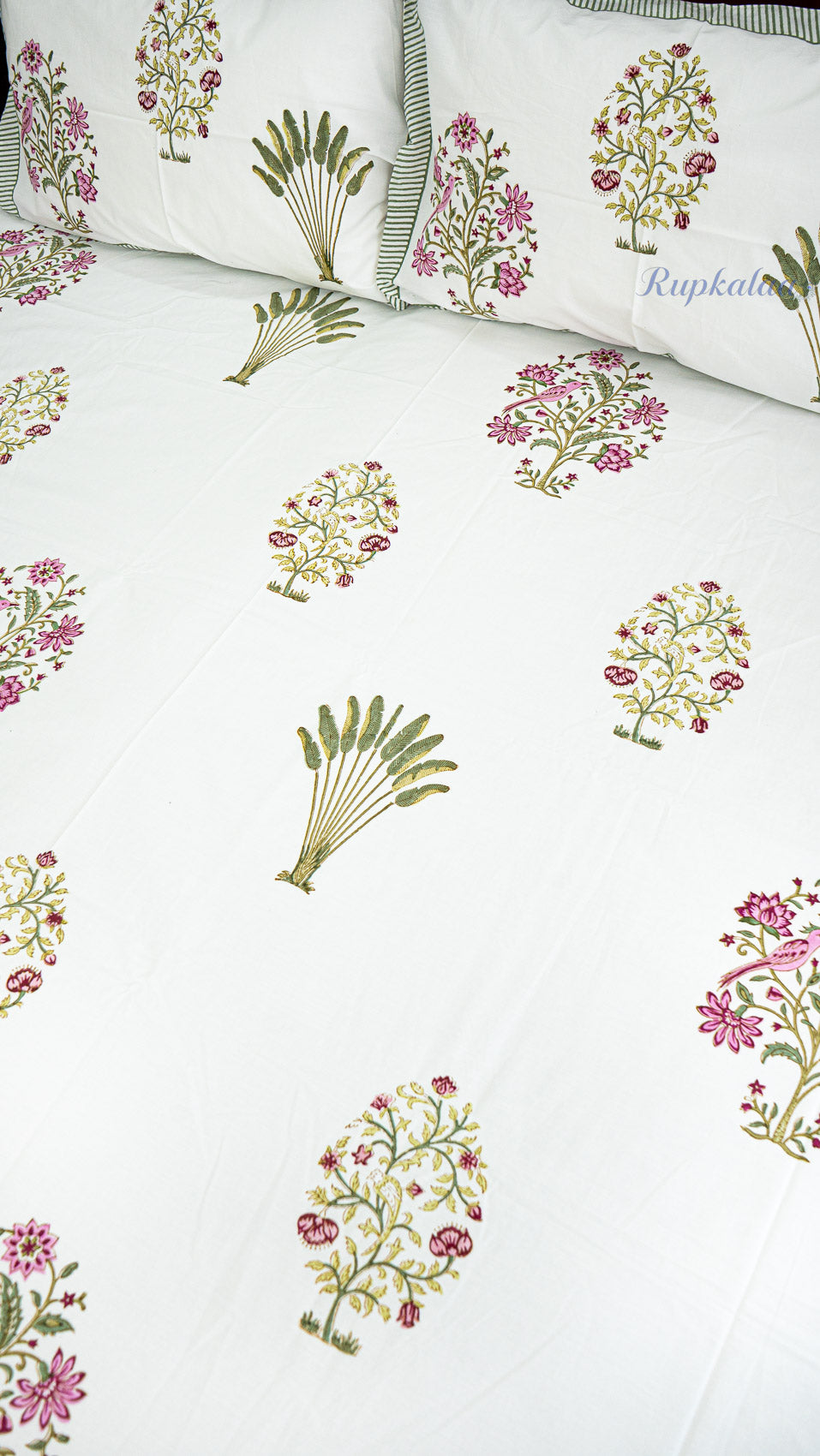 Classic Jaipuri Handblock Printed Bedsheet with Two Pillow Covers