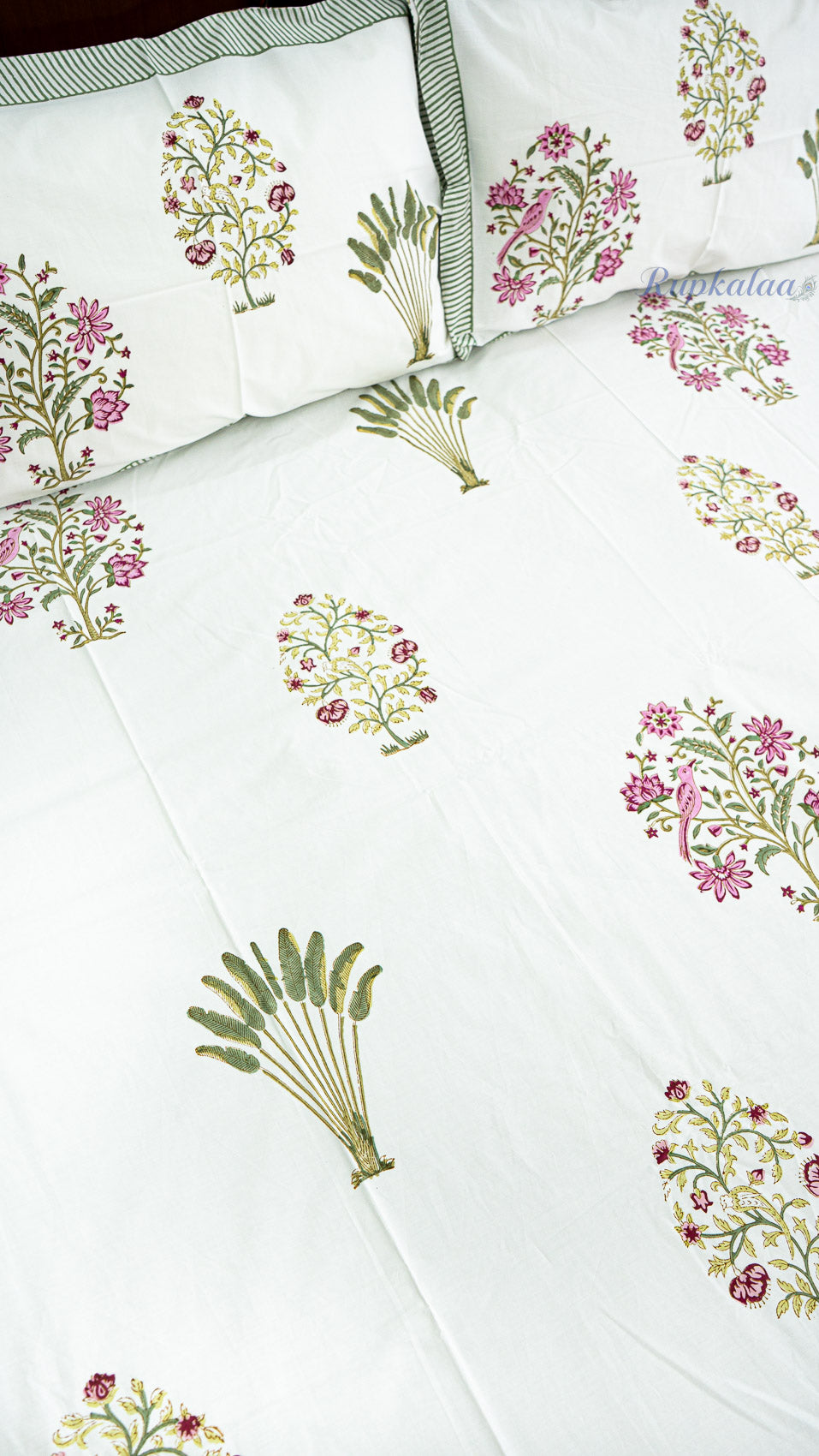 Classic Jaipuri Handblock Printed Bedsheet with Two Pillow Covers