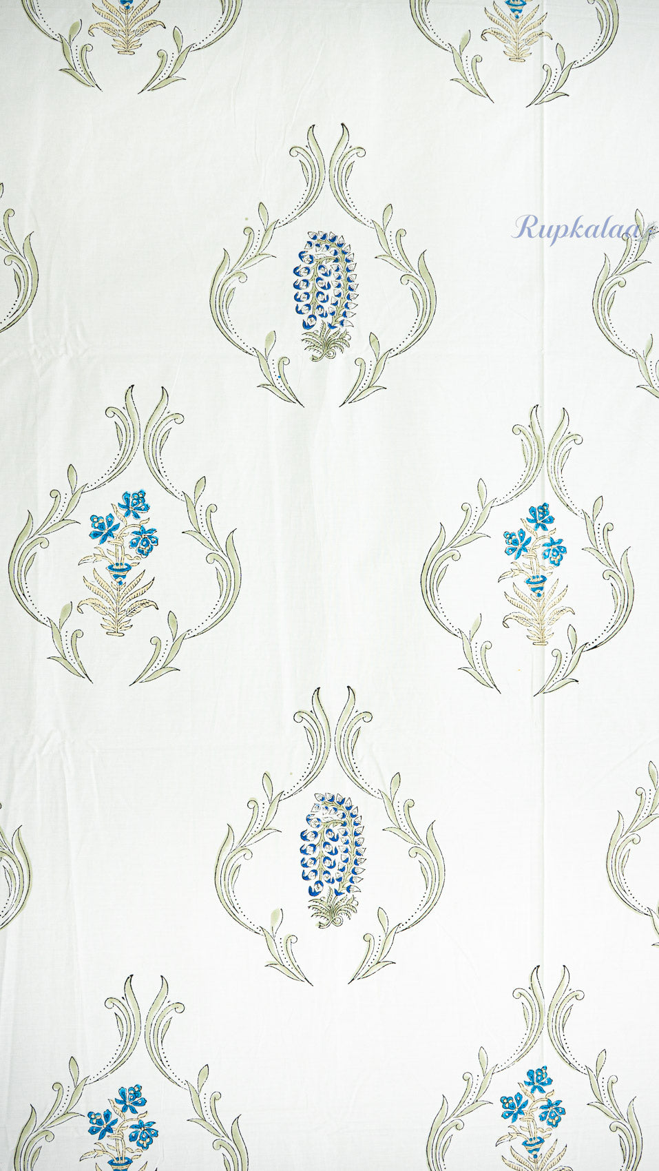 Indigo Garden Handblock Printed Bedsheet with Two Pillow Covers