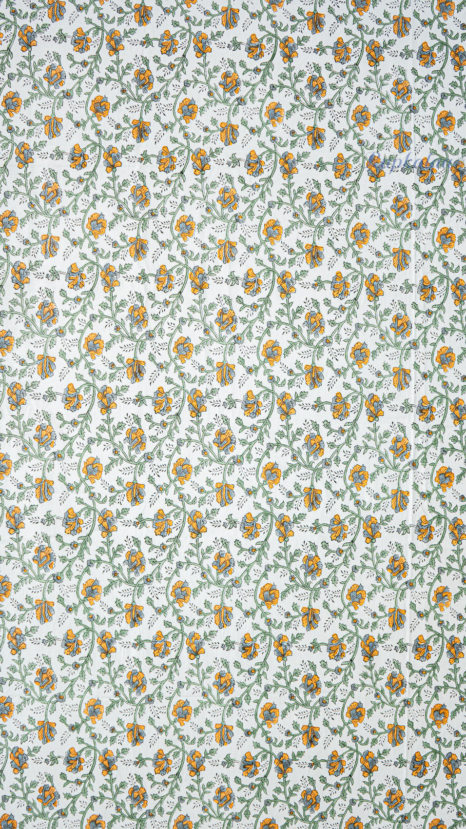 Floral Web Handblock Printed Bedsheet with Two Pillow Covers