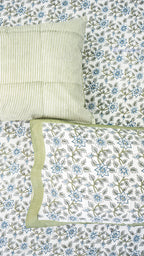 Vintage Floral Jaipuri Handblock Printed Bedsheet with Two Pillow Covers